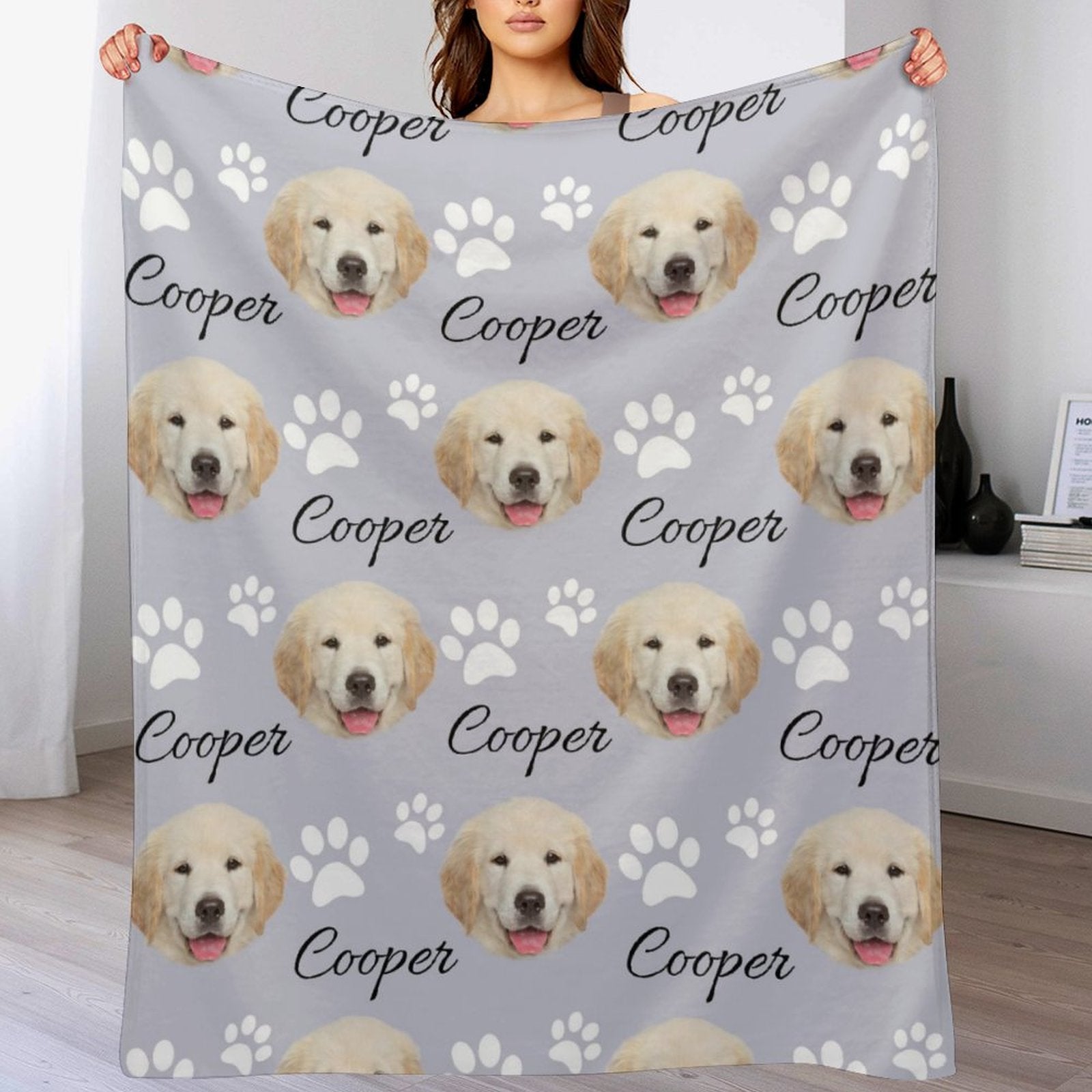 Custom Pet Blanket From Your Pet Photo, Name Custom Dog Blanket, Personalized Dog Blankets,Pet Photo Blanket Dog Gifts - colorfulcustom