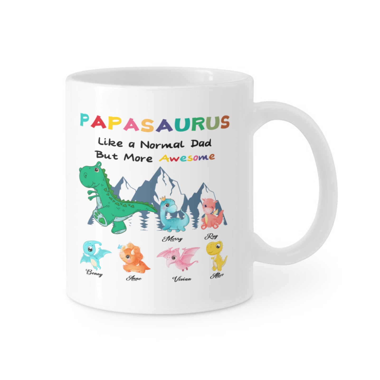 Custom Mug Personalized Coffee Mug, Papasaurus Custom Coffee Cup Customized Gifts for Birthday, Father's Day, Gift for Dad - colorfulcustom