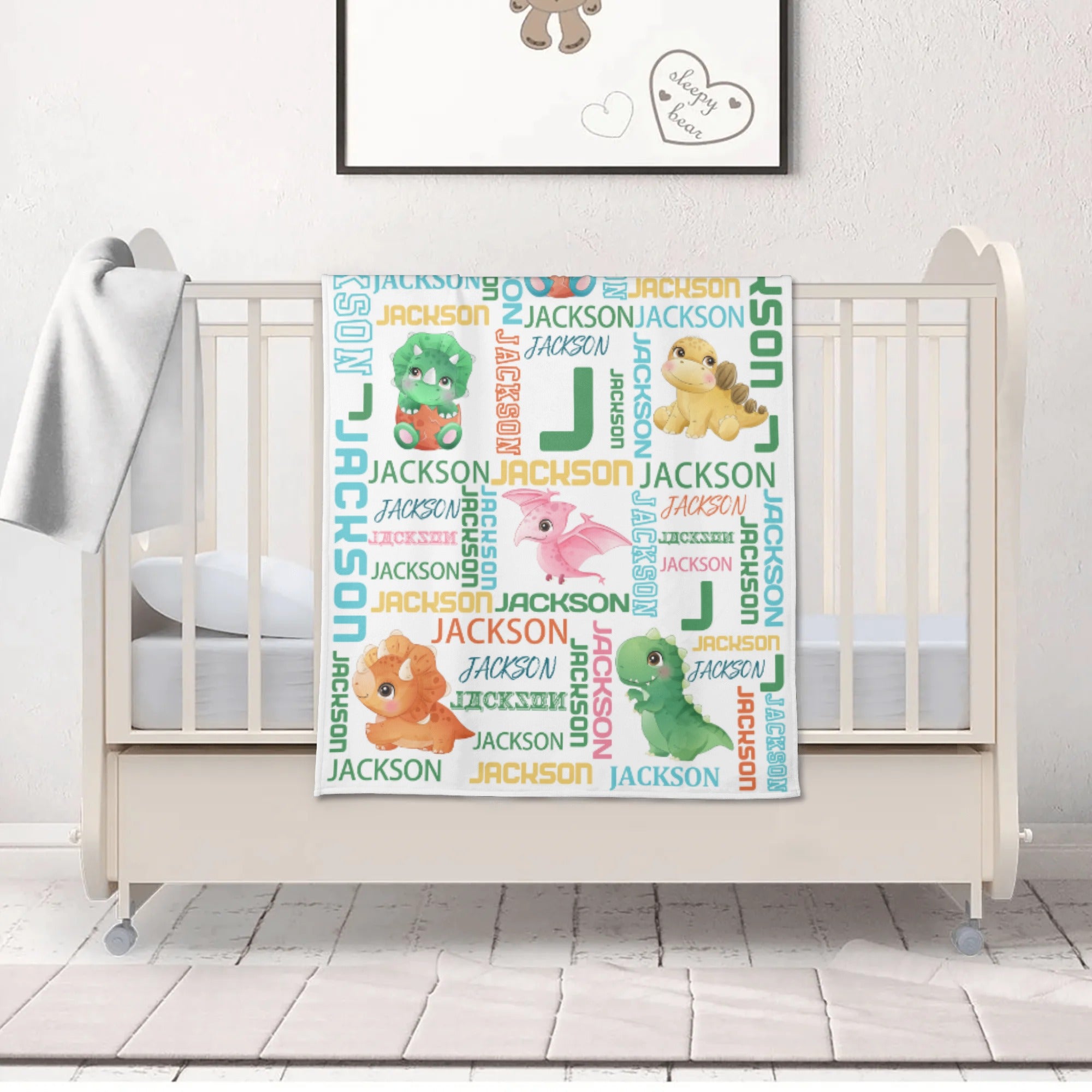 Cute Dinosaur Customized Name Blanket,Dinosaur Name Personalized Blanket - Gifts Ideas For Kids