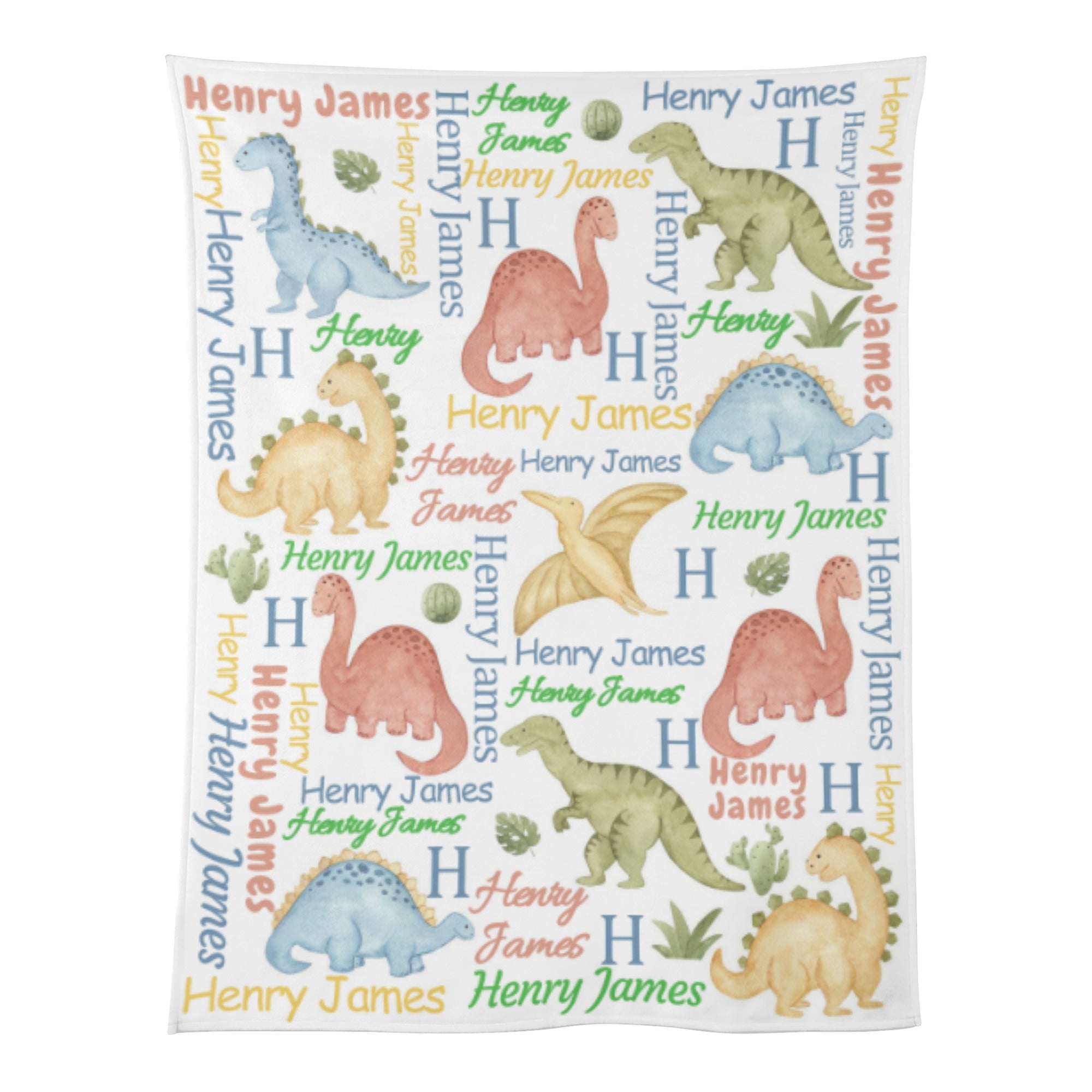 Custom Personalized Dinosaur Blanket with Name for Baby Boy, Girl and Toddler Newborn Dinosaur Blanket