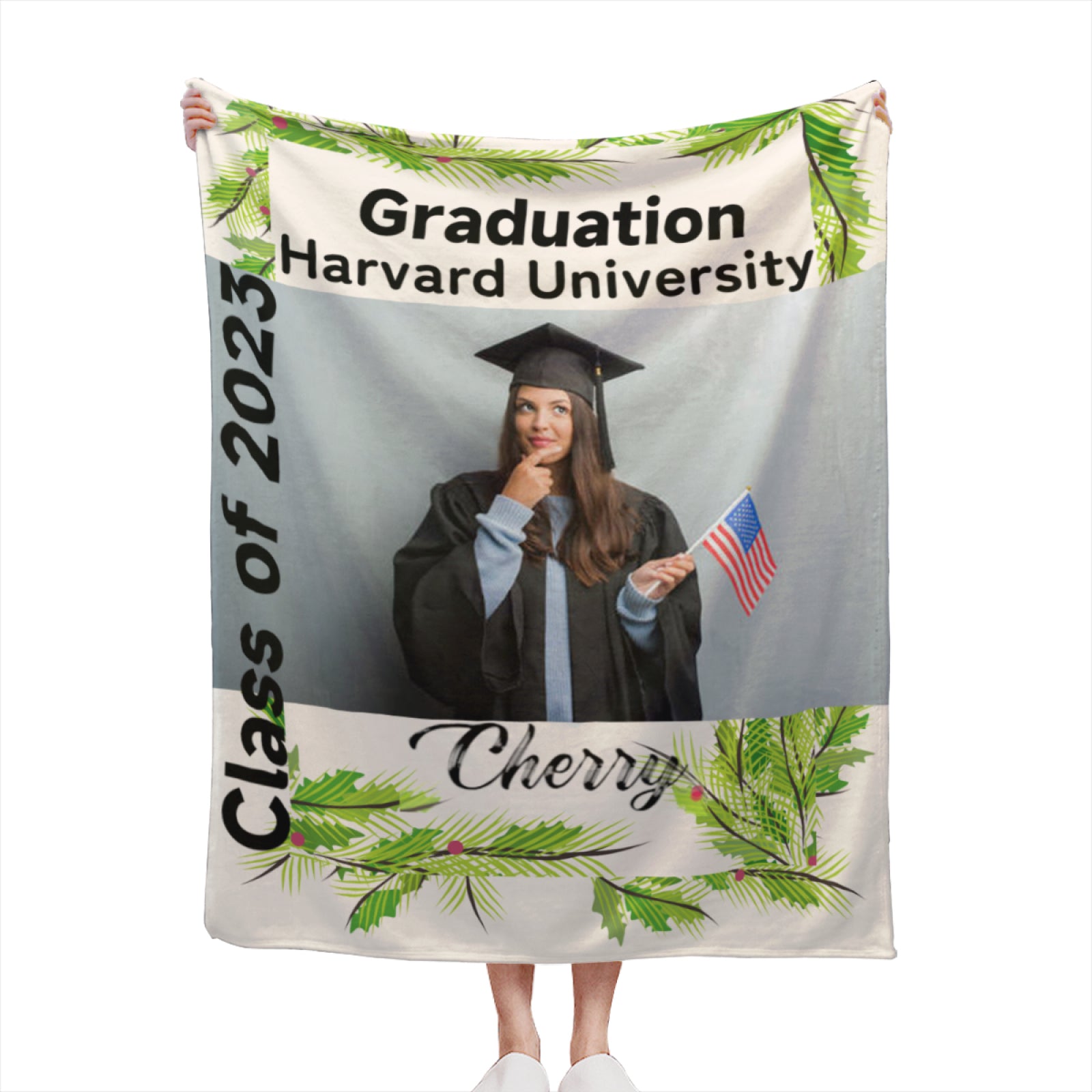Graduation Blanket 2023 Custom Photo And Name Congratulations,2023 Graduation Gifts for Her/Him, Personalized Graduate Gifts - colorfulcustom