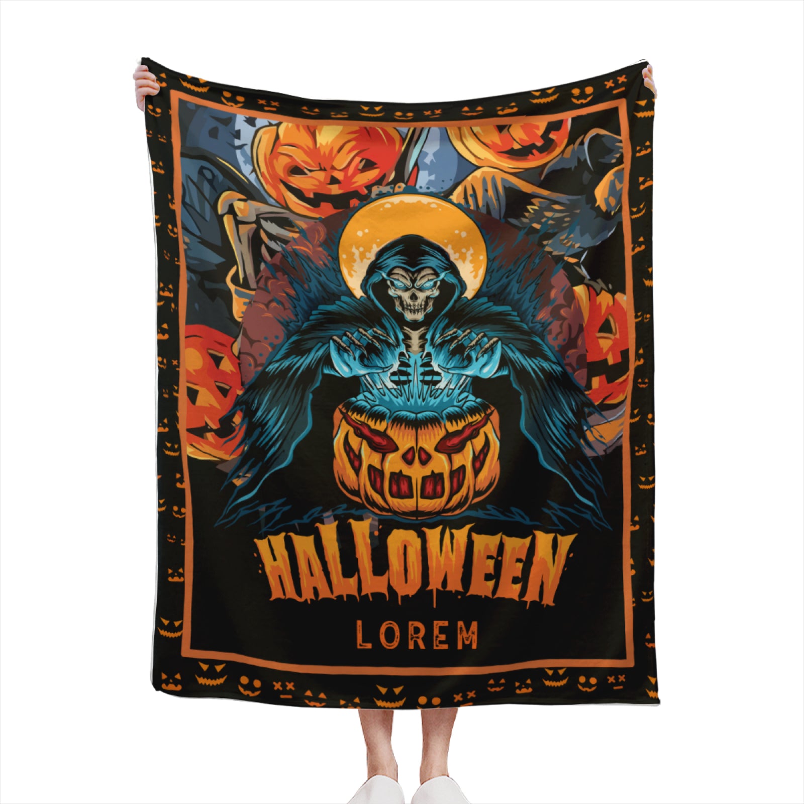 Scary Skull Halloween Blanket - Personalized Blanket with Name - Best Gifts for Family and Kids