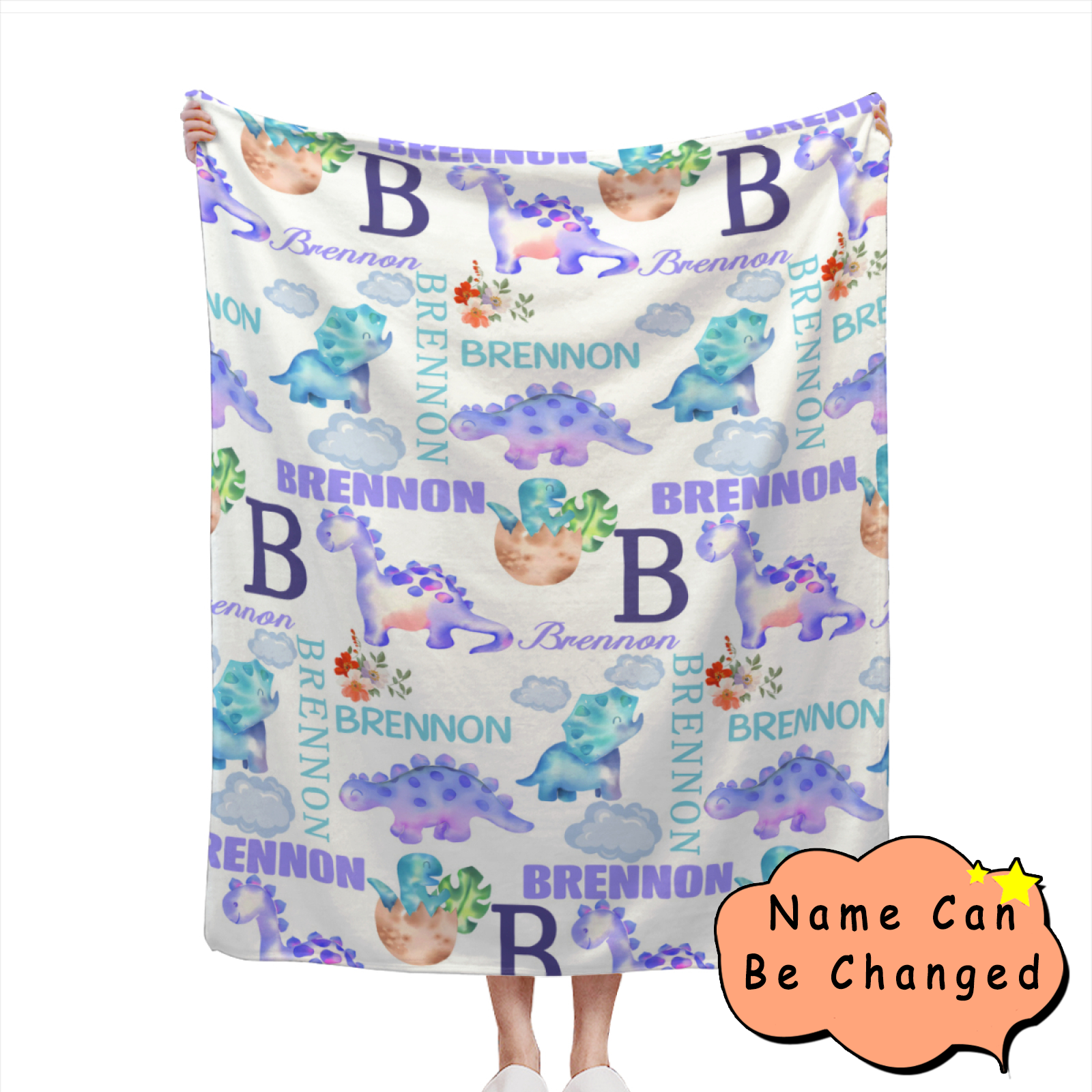 Custom Blanket With Name, Personalized Throw Name Blanket for Kid, Custom Blanket with Cute Cartoon Pattern, Gifts for Birthday, Christmas