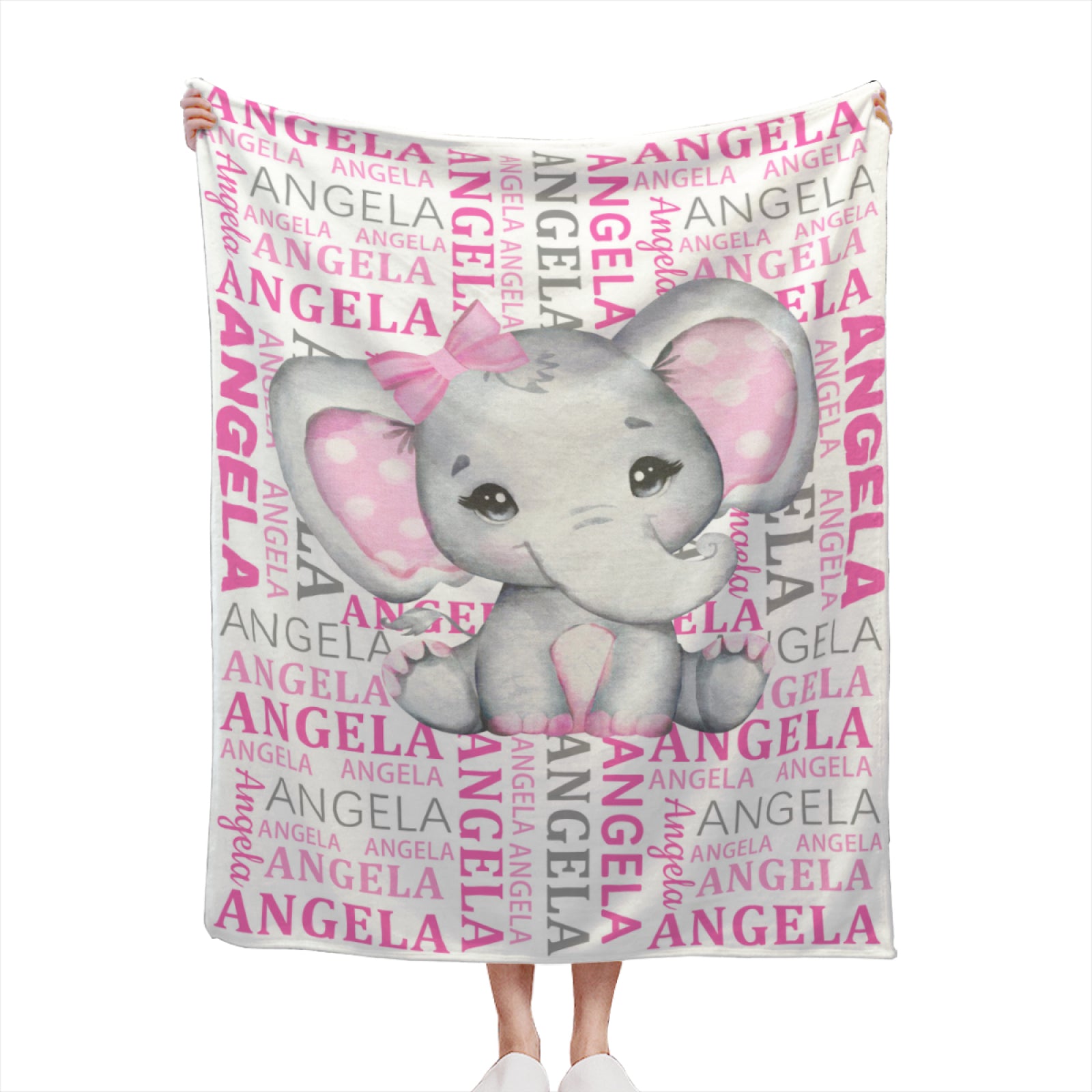 Custom Baby Blanket For Baby Boy Girls - Personalized Cute Elephant Flower Design For Kids Toddler Swaddling Birthday Gifts