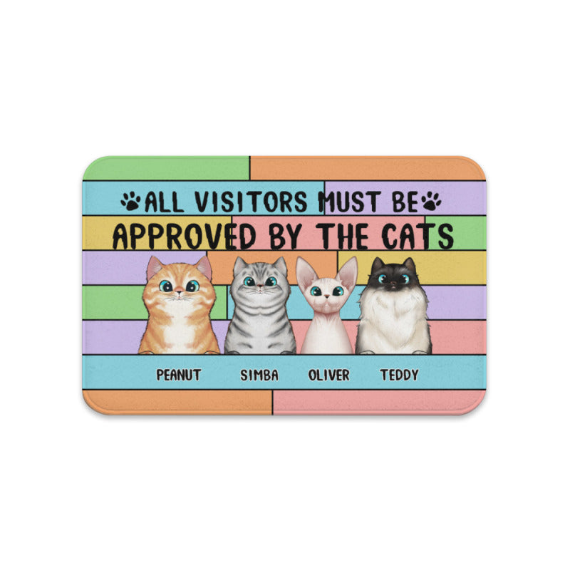 Personalized Doormat-‘’All Visitors Must Be Approved By The Cats”-Cat Personalized Custom Decorative Mat - Gift For Pet Owners, Pet Lovers - colorfulcustom