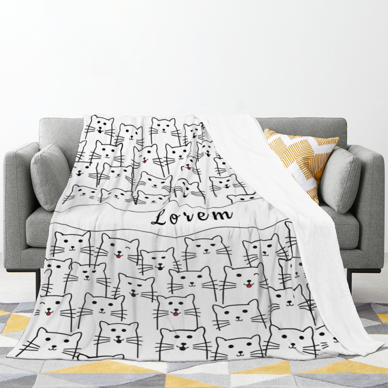 Personalized Kitten Pillow & Blanket-Gifts for Kids Women Men Family