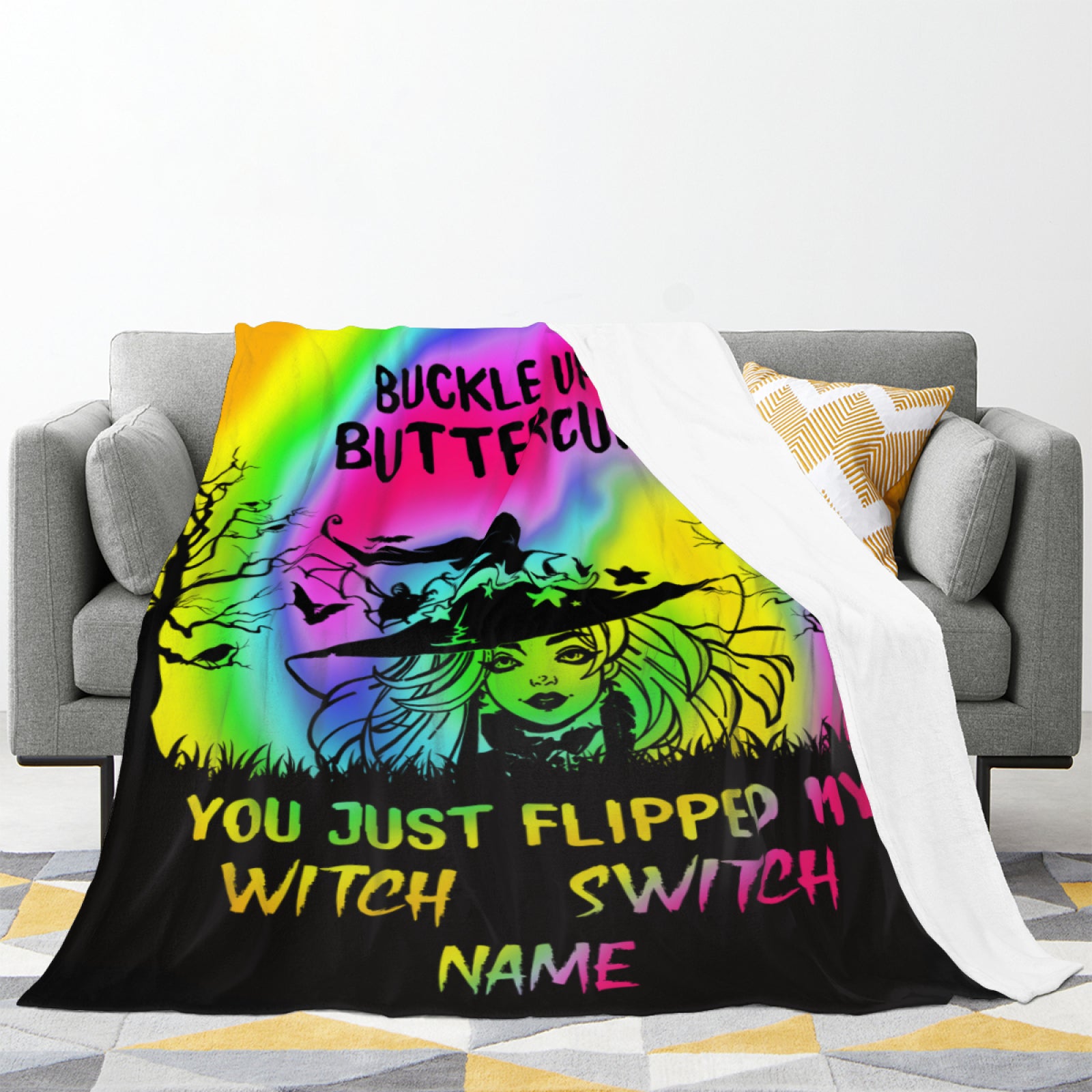 Halloween Witch Blanket Gift - Personalized Blanket With Name - Best gift for family and kids