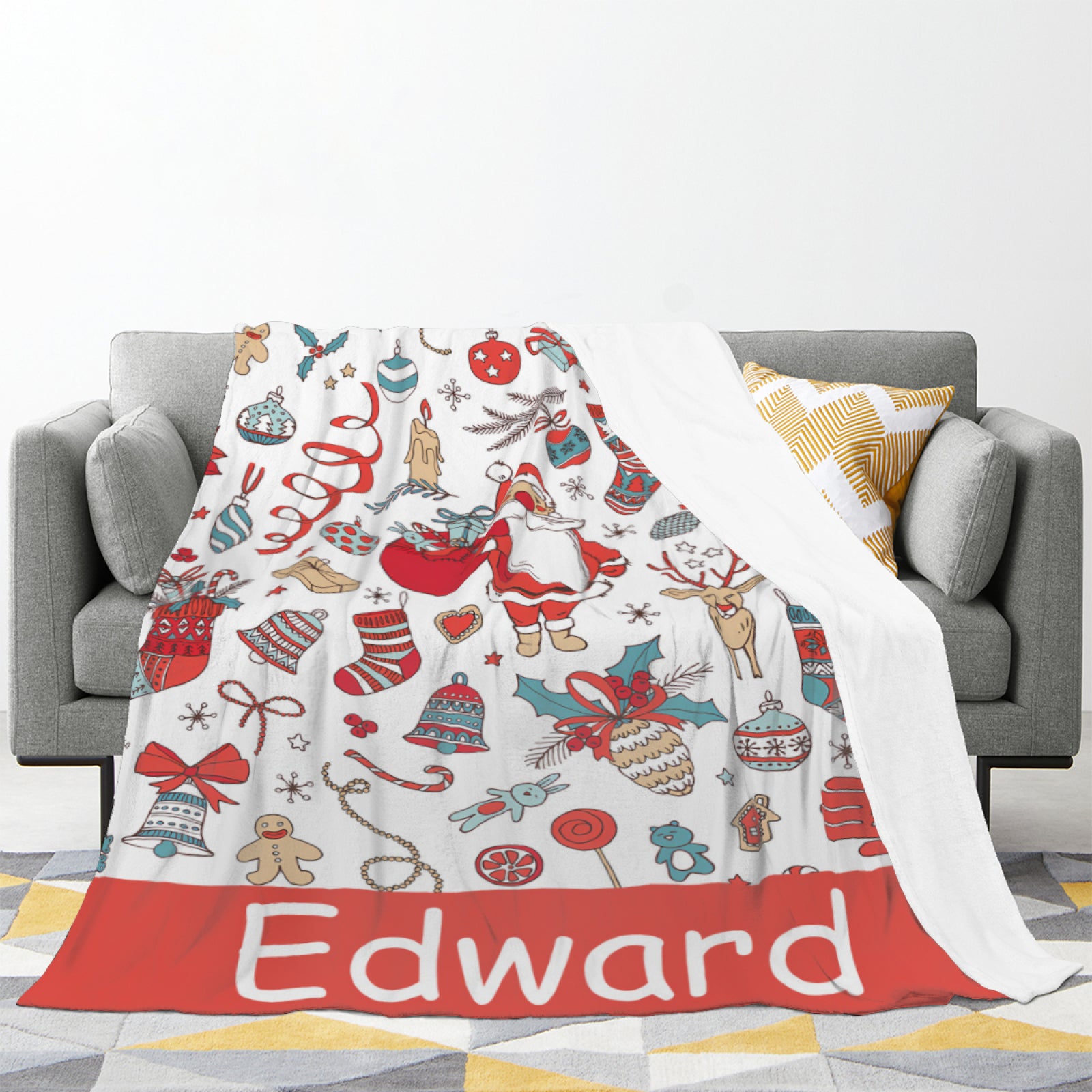 Custom Personalized Name Blankets, Christmas Baby Blankets, Holiday Blankets