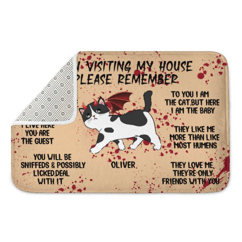 When Visiting Cats House,Personalized Cat Doormat, Gifts Cat Lover,Gifts Funny Cat Doormat, Home Decor Cat Doormat on Halloween - colorfulcustom