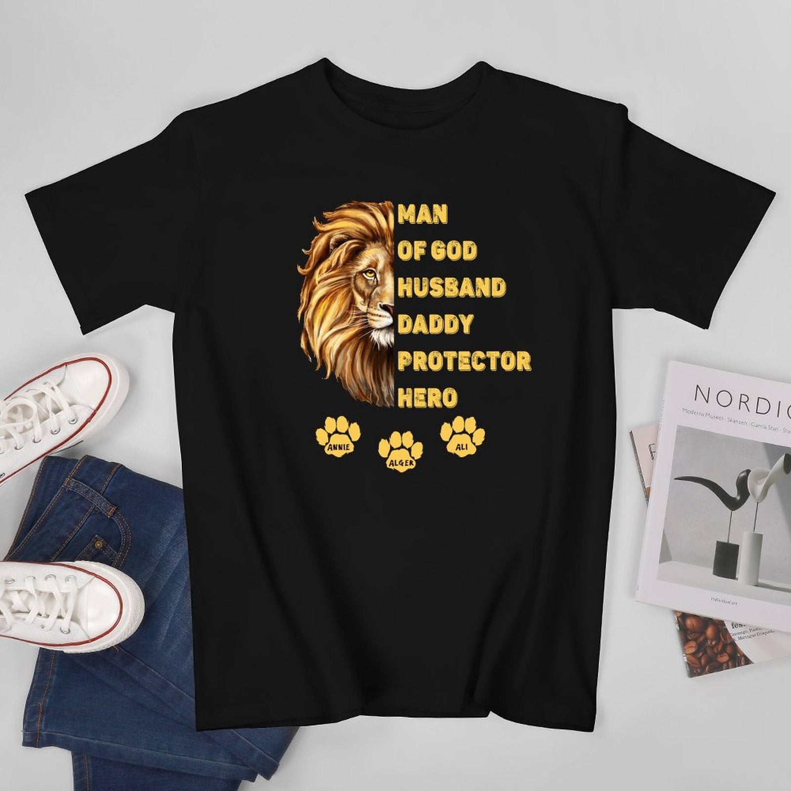 Personalized Custom T-Shirt For Men, Man of God Husband Daddy Protector Hero Tshirt - Dad Gift - Father's Day Tshirt - Husband Tshirt - colorfulcustom