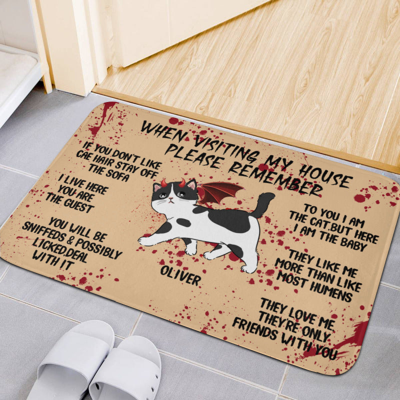 When Visiting Cats House,Personalized Cat Doormat, Gifts Cat Lover,Gifts Funny Cat Doormat, Home Decor Cat Doormat on Halloween - colorfulcustom