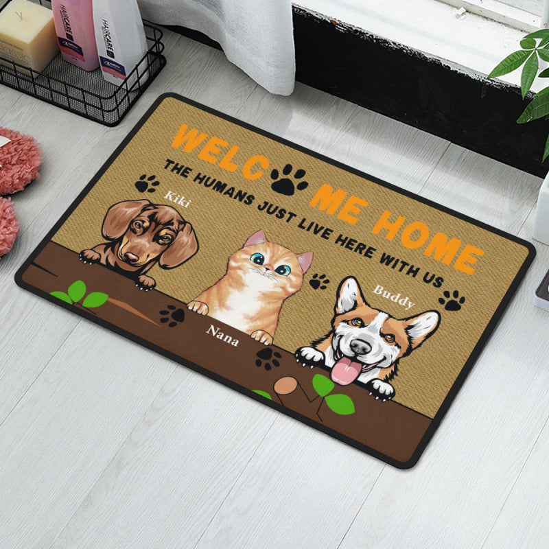 Welcome Home - Funny Personalized Pet Decorative Mat, Doormat (Cat & Dog) - colorfulcustom