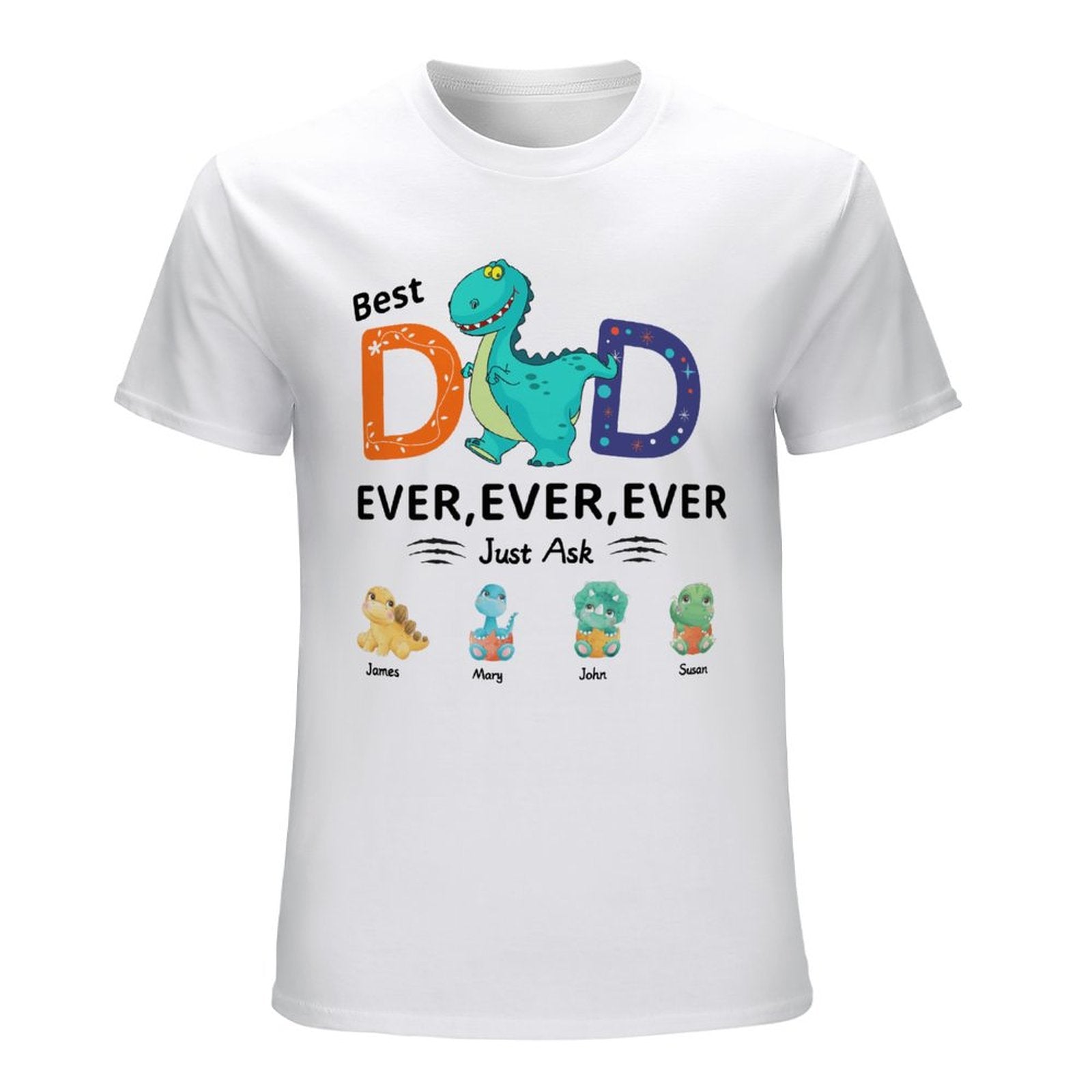 Father's Day Gift-Custom kids Name Shirt, Personalized Custom Cartoon T-Shirt As Father's Day Birthday Gifts For Men Dad - colorfulcustom