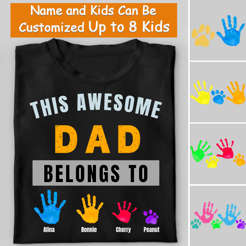 Personalized Grandpa Dad Shirt - Daddy T-shirt For Men, Awesome Dad Belongs to Shirt, Custom Papa Grandkids Name Shirt, Fathers Day Grandpa Dad Gifts - colorfulcustom