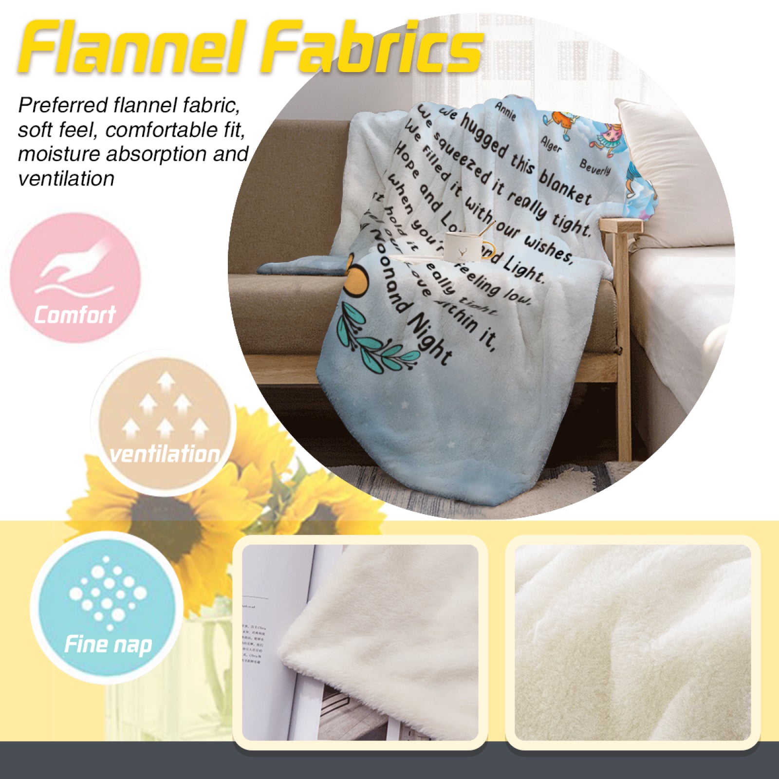 Custom Blanket with Grandkid's Name, Customizable Blanket Gifts From Granddaughter,Grandson for Grandma Nana Birthday Halloween Christmas - colorfulcustom
