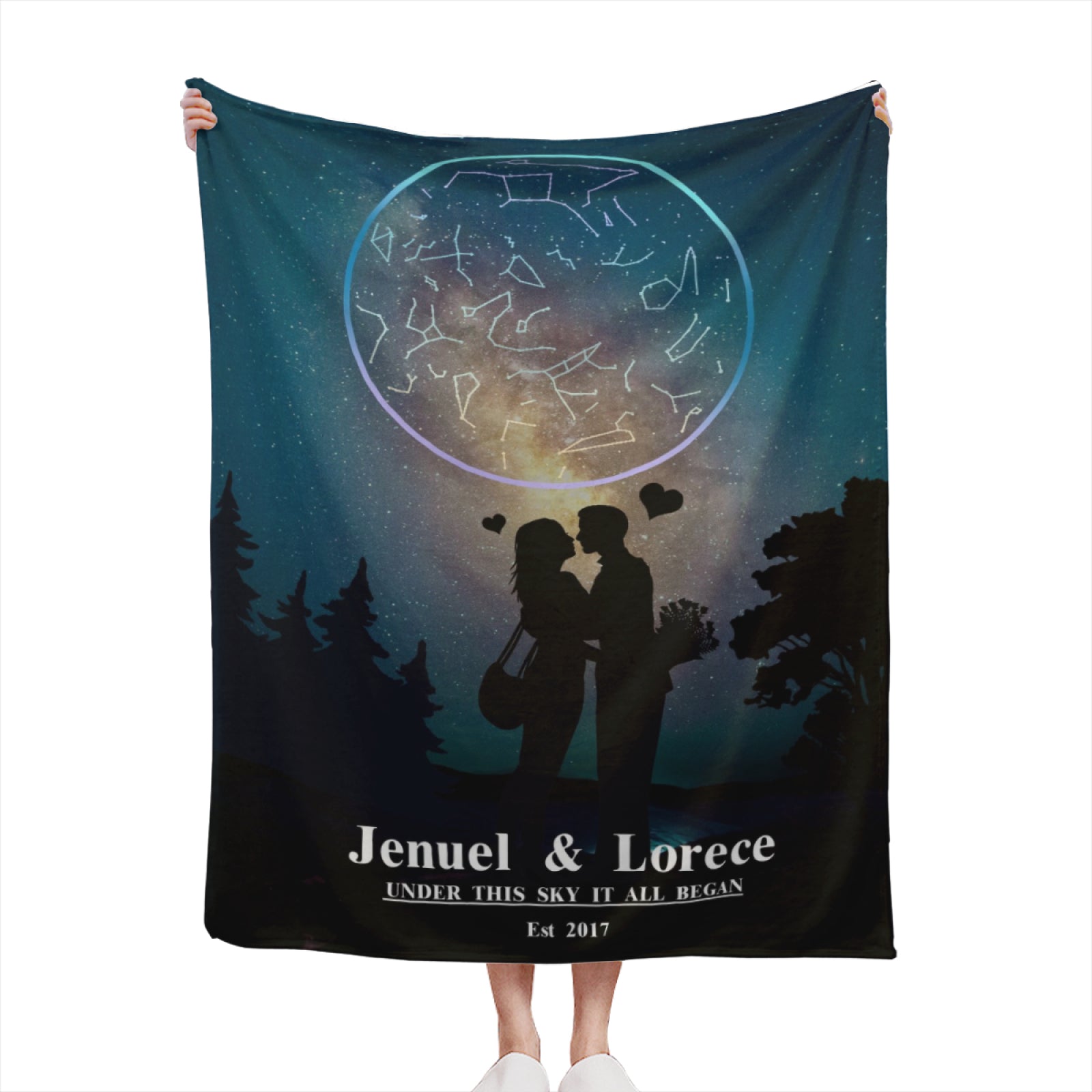 Personalized Couples Gifts for Her Him, Custom Blanket with Name Blanket Birthday Christmas Anniversary Valentines Day Gifts for Boyfriend Girlfriend Wife Husband Women Men