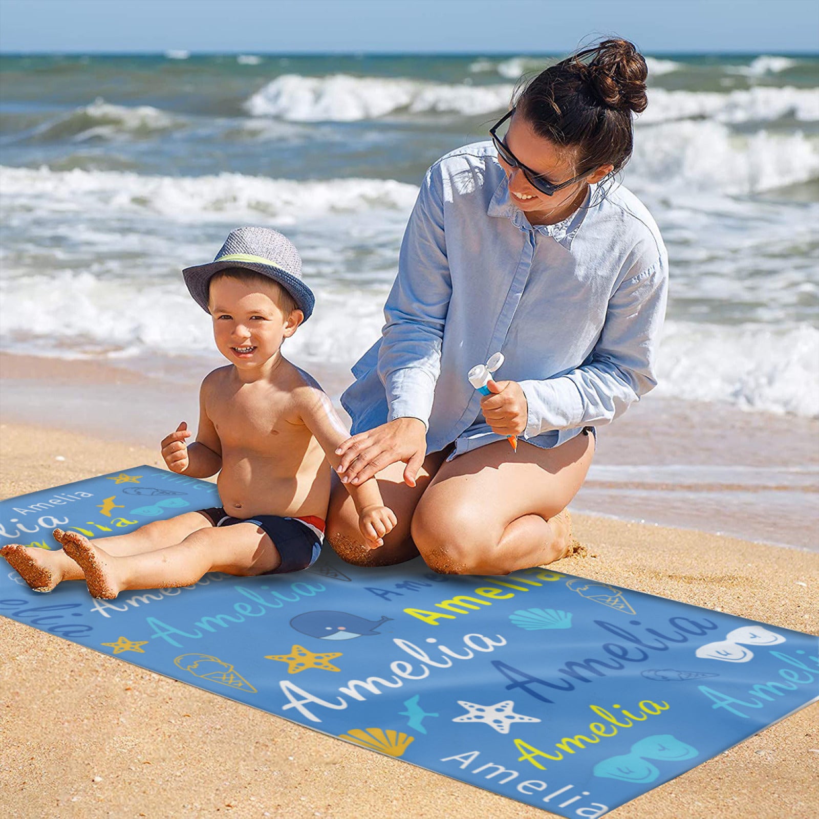 Personalized Beach Towel with Name - Customize Name Gifts - colorfulcustom