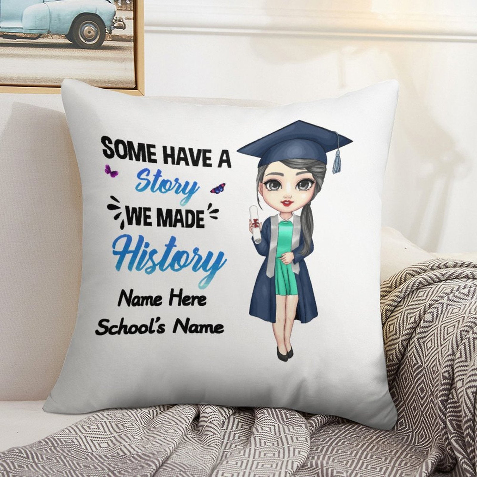 Celebrate Graduation Pillow Covers, Square Throw Pillow Covers Cozy Cushion Cases For Sofa Living Room, Graduation Gifts For School Leavers - colorfulcustom