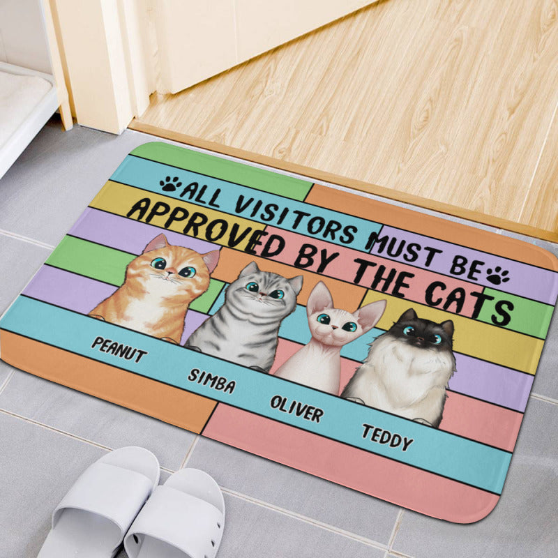 Personalized Doormat-‘’All Visitors Must Be Approved By The Cats”-Cat Personalized Custom Decorative Mat - Gift For Pet Owners, Pet Lovers - colorfulcustom