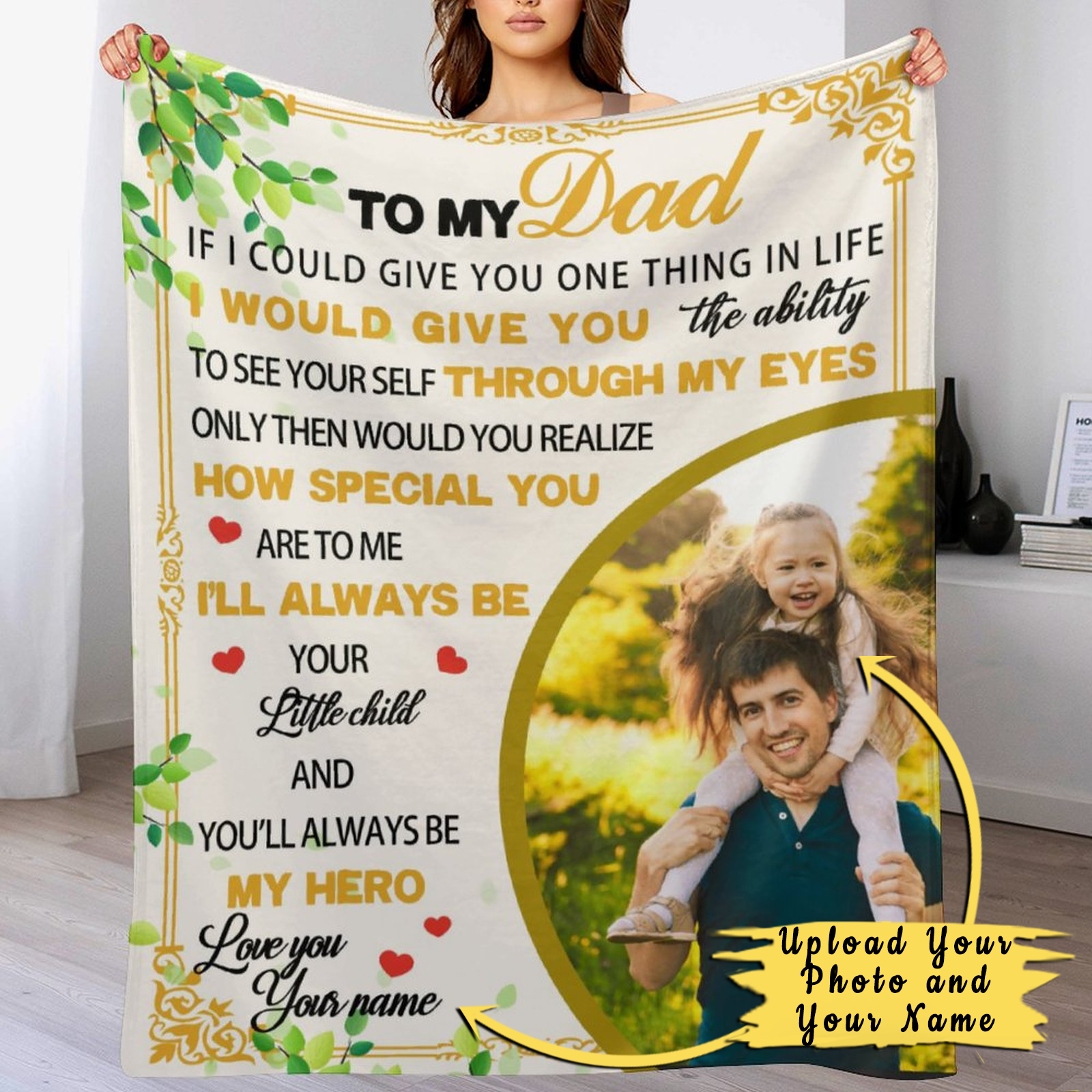 Personalized Blanket for Father's Day, To My Dad Blanket, Dad Photo Blanket, Fathers Day Gifts, Dad Blanket, Family Blanket, Blanket for Dad