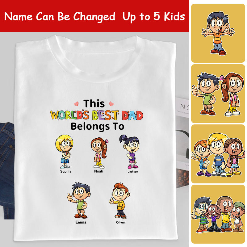 Personalized World's Best DAD Shirt, Custom Name&Clipart T-Shirt For Father, Father's Day Gifts - colorfulcustom