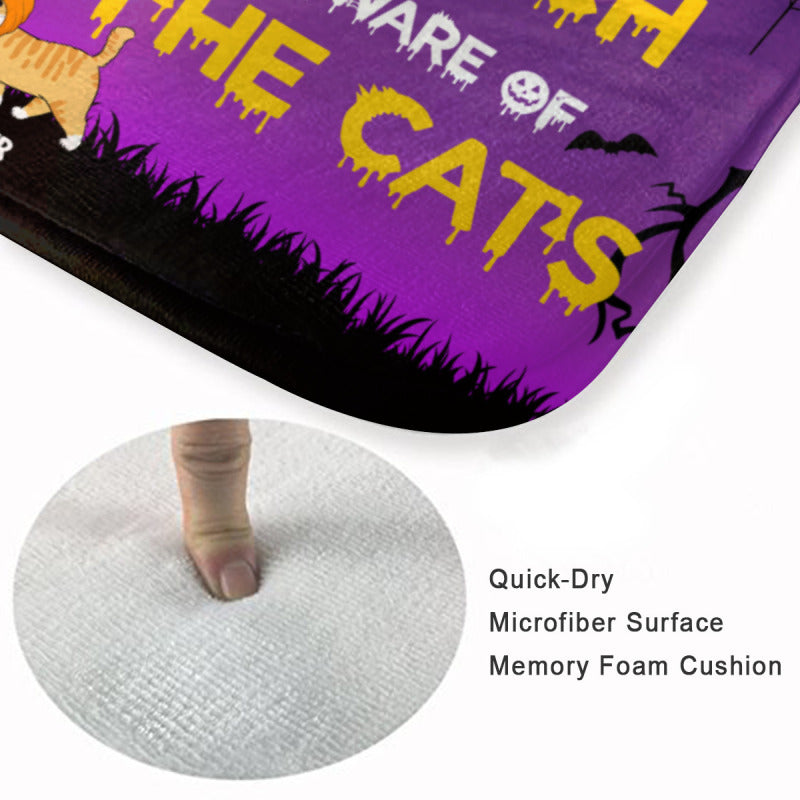 Personalised Fun Doormat-“Never Mind The Witch, Beware Of The Cats ",Gifts For Cat Lovers - colorfulcustom