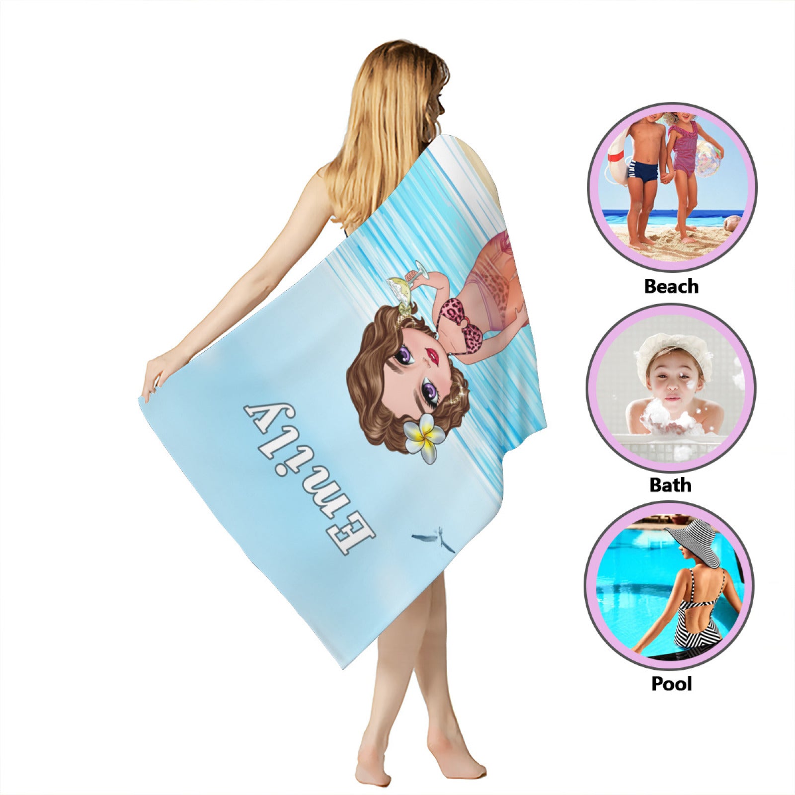 At The Beach Pool Party - Personalized Beach Custom Beach Towel - Gifts For Friends,Gift For Family, Gift For Kids, Christmas Gift - colorfulcustom