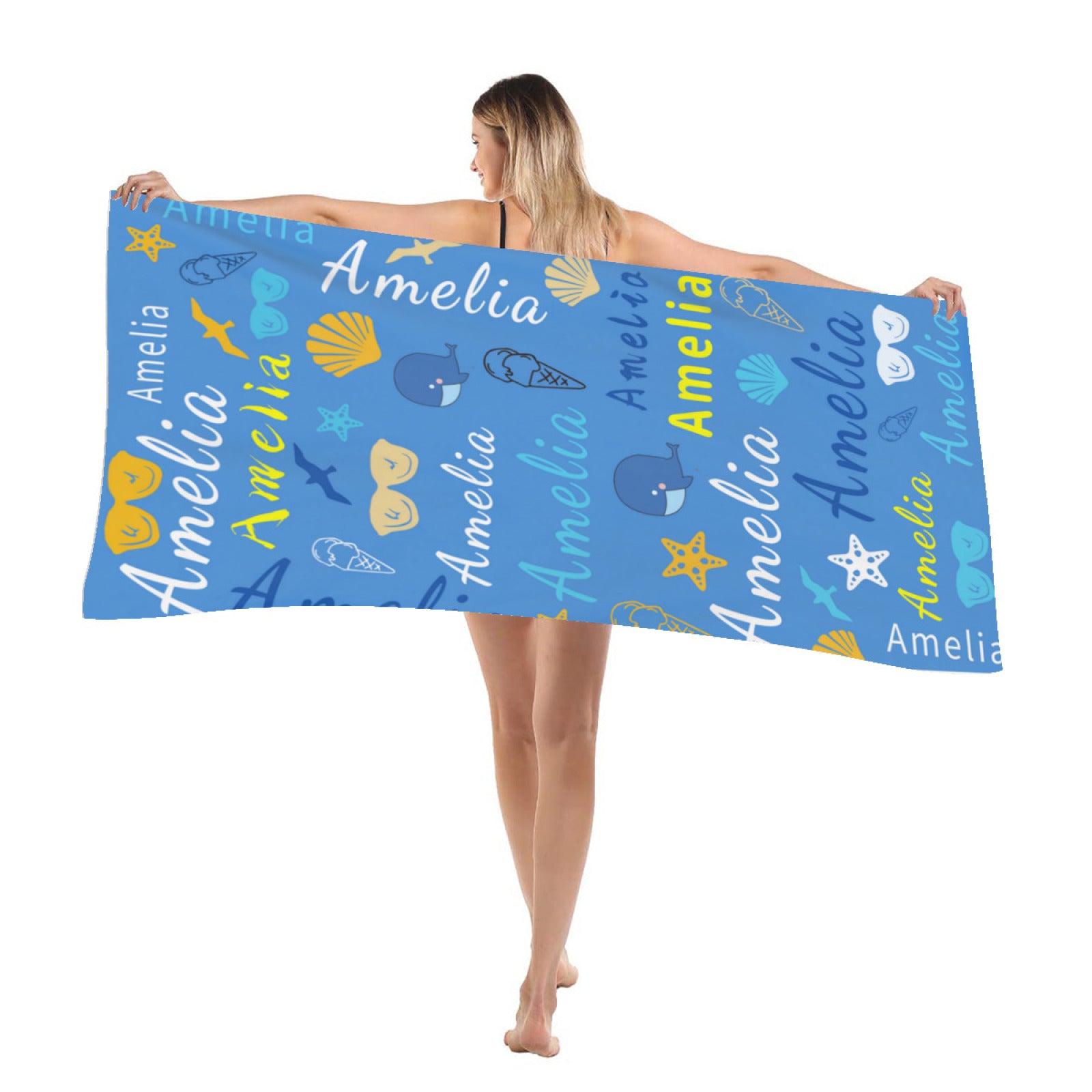 Personalized Beach Towel with Name - Customize Name Gifts - colorfulcustom
