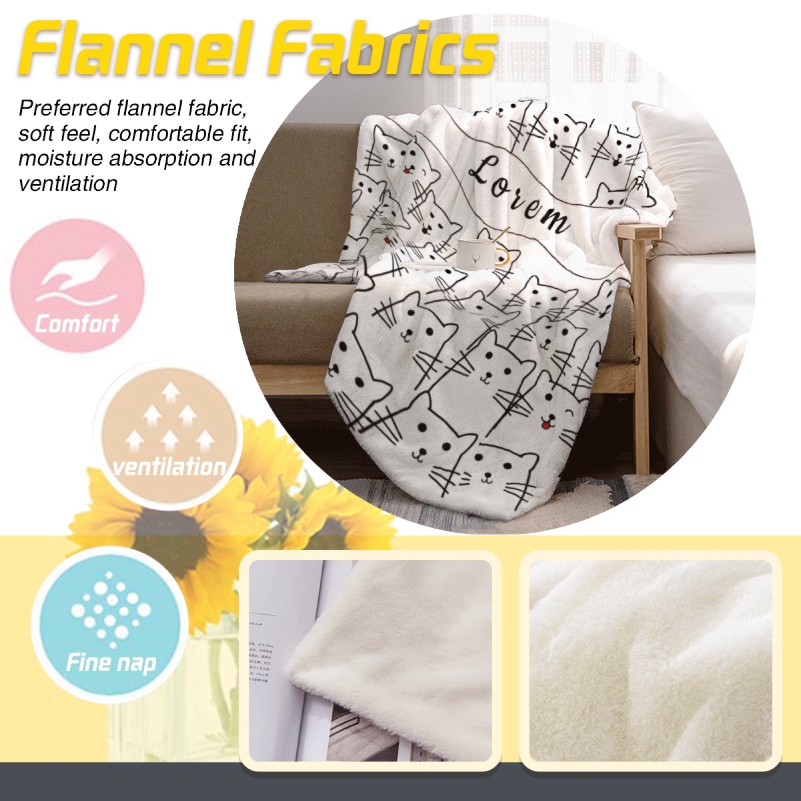 Personalized Kitten Pillow & Blanket-Gifts for Kids Women Men Family