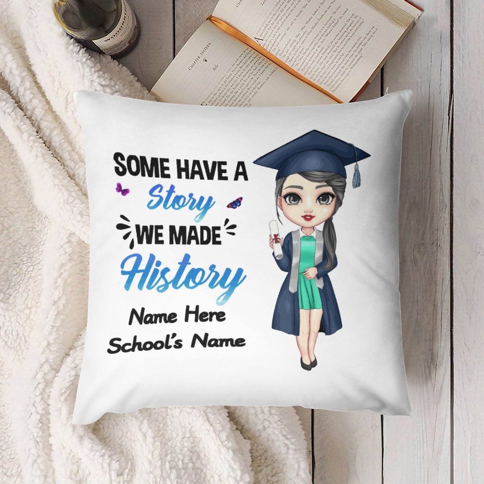 Celebrate Graduation Pillow Covers, Square Throw Pillow Covers Cozy Cushion Cases For Sofa Living Room, Graduation Gifts For School Leavers - colorfulcustom