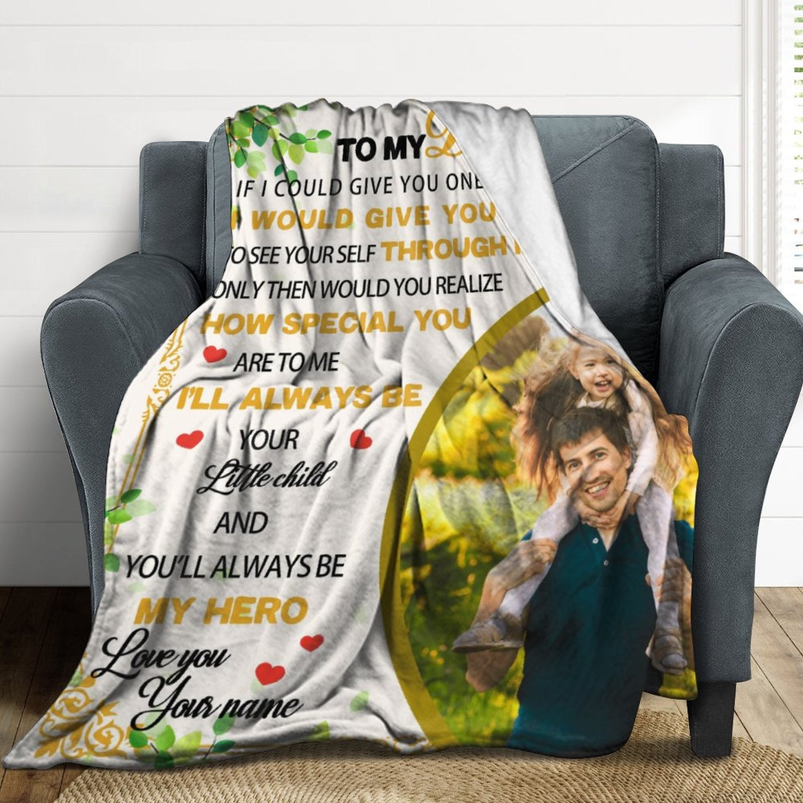Personalized Blanket for Father's Day, To My Dad Blanket, Dad Photo Blanket, Fathers Day Gifts, Dad Blanket, Family Blanket, Blanket for Dad