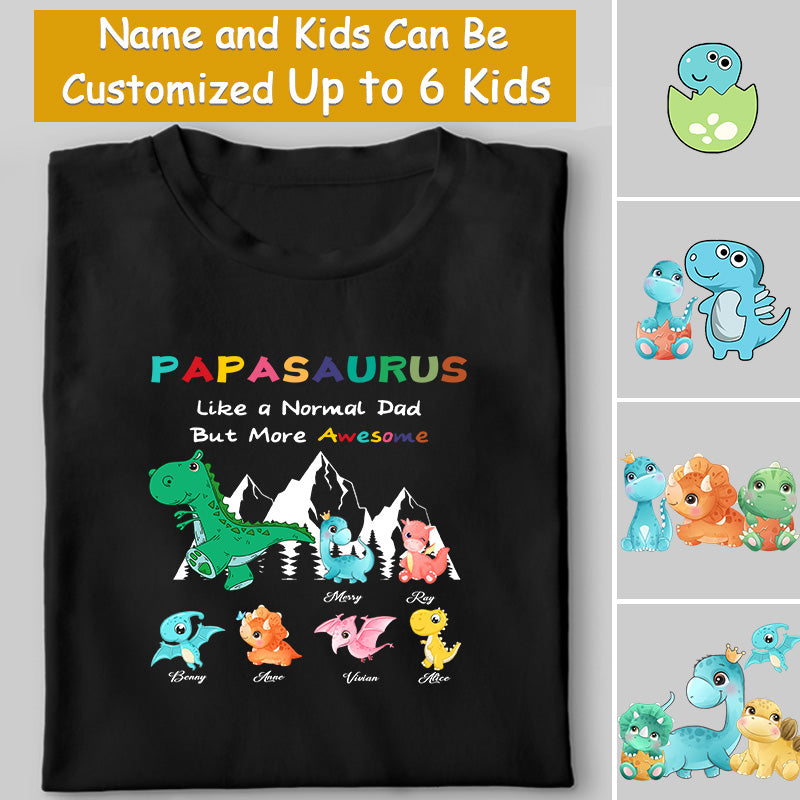 Personalized Dad Shirt, Custom Daddy Shirts for Men, Grandpa, Ultra Soft Papasaurus Custom T-Shirt with Child's Name For Fathers Day Gifts - colorfulcustom