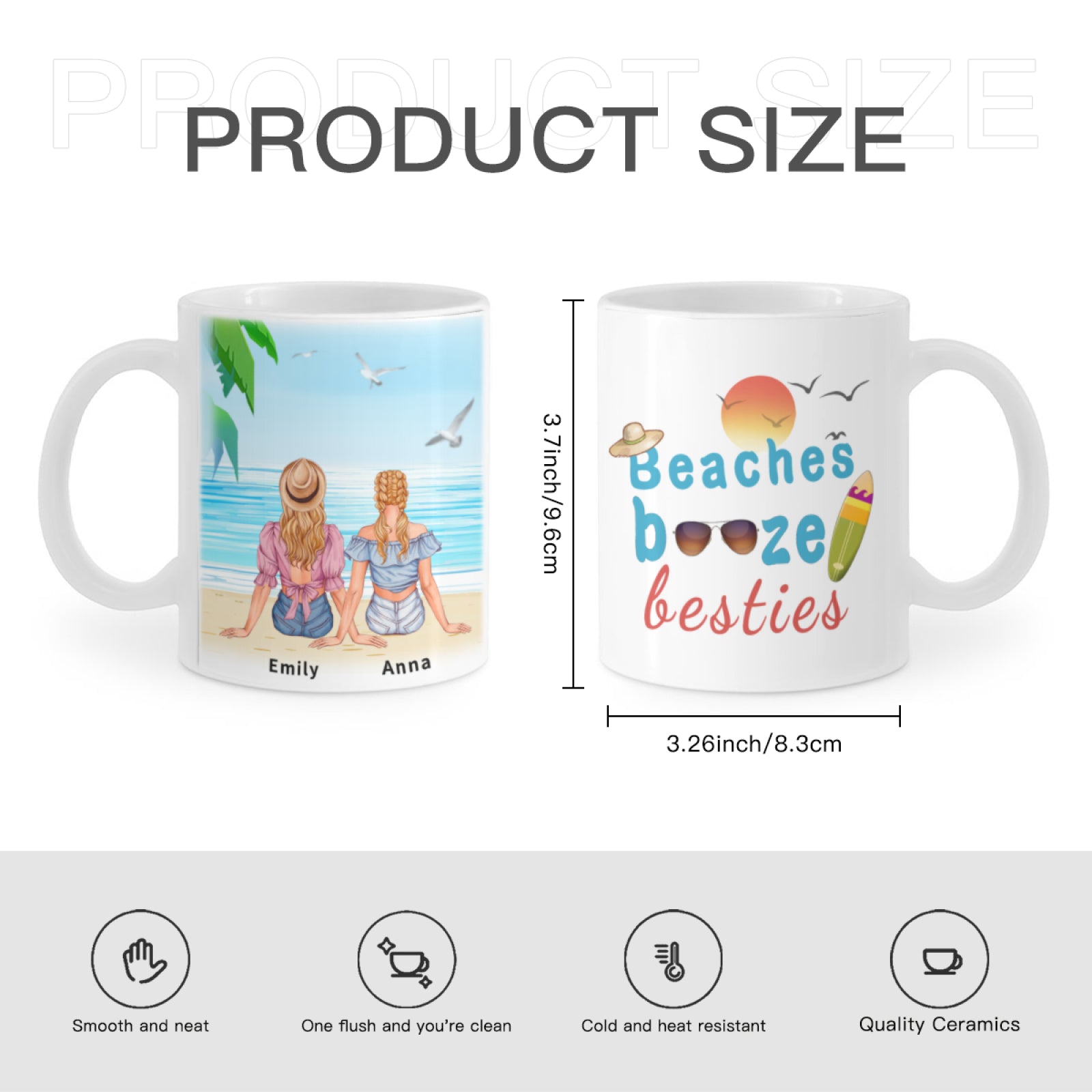 ‘’beaches booze Besties‘’,Personalized Custom Accent Mug-Gifts For Sister,Gifts For Friends - colorfulcustom