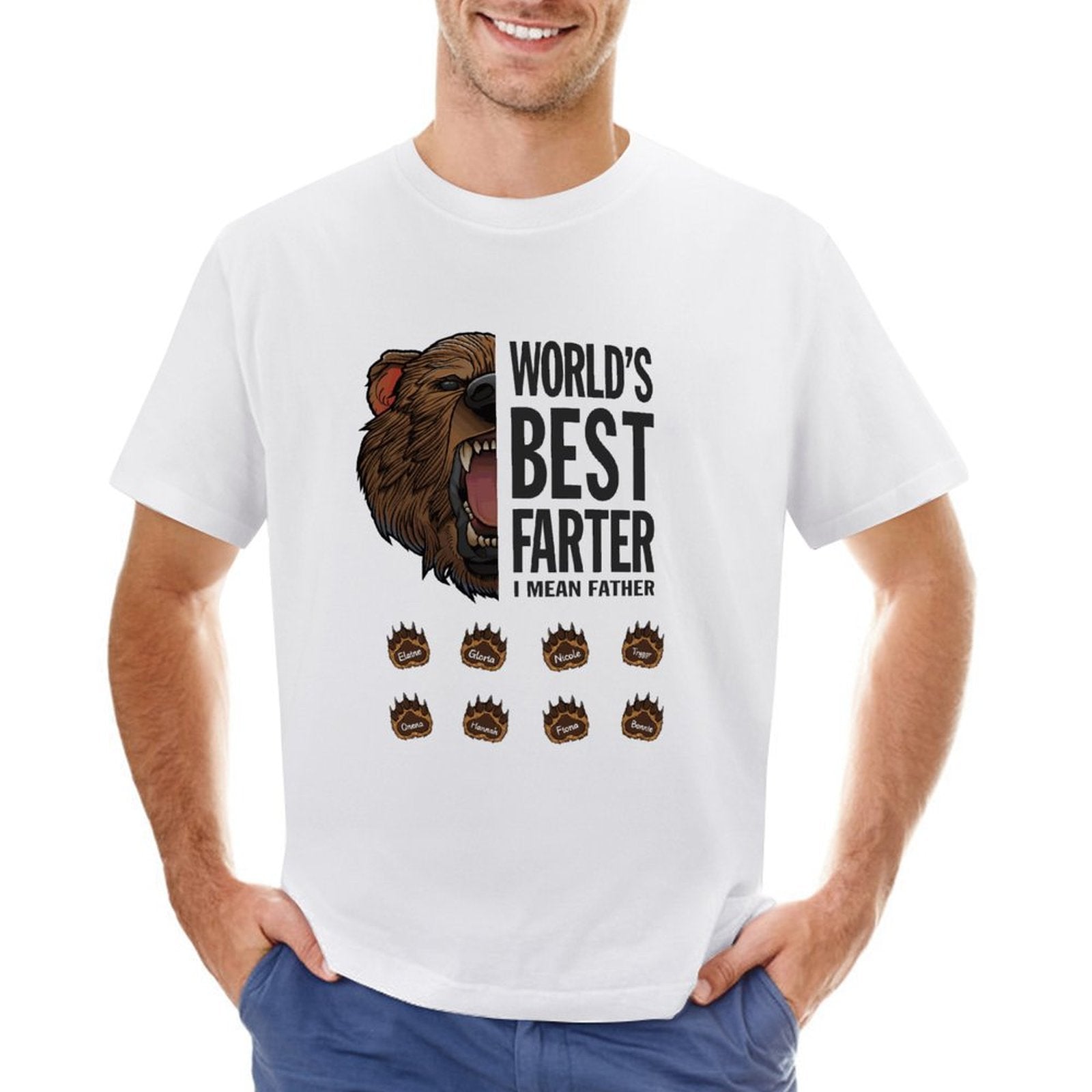 Personalized Dad Bear Shirt , World's Best Father T-Shirt , Custom Shirt with Name , Father's Day Gifts from Kids - colorfulcustom