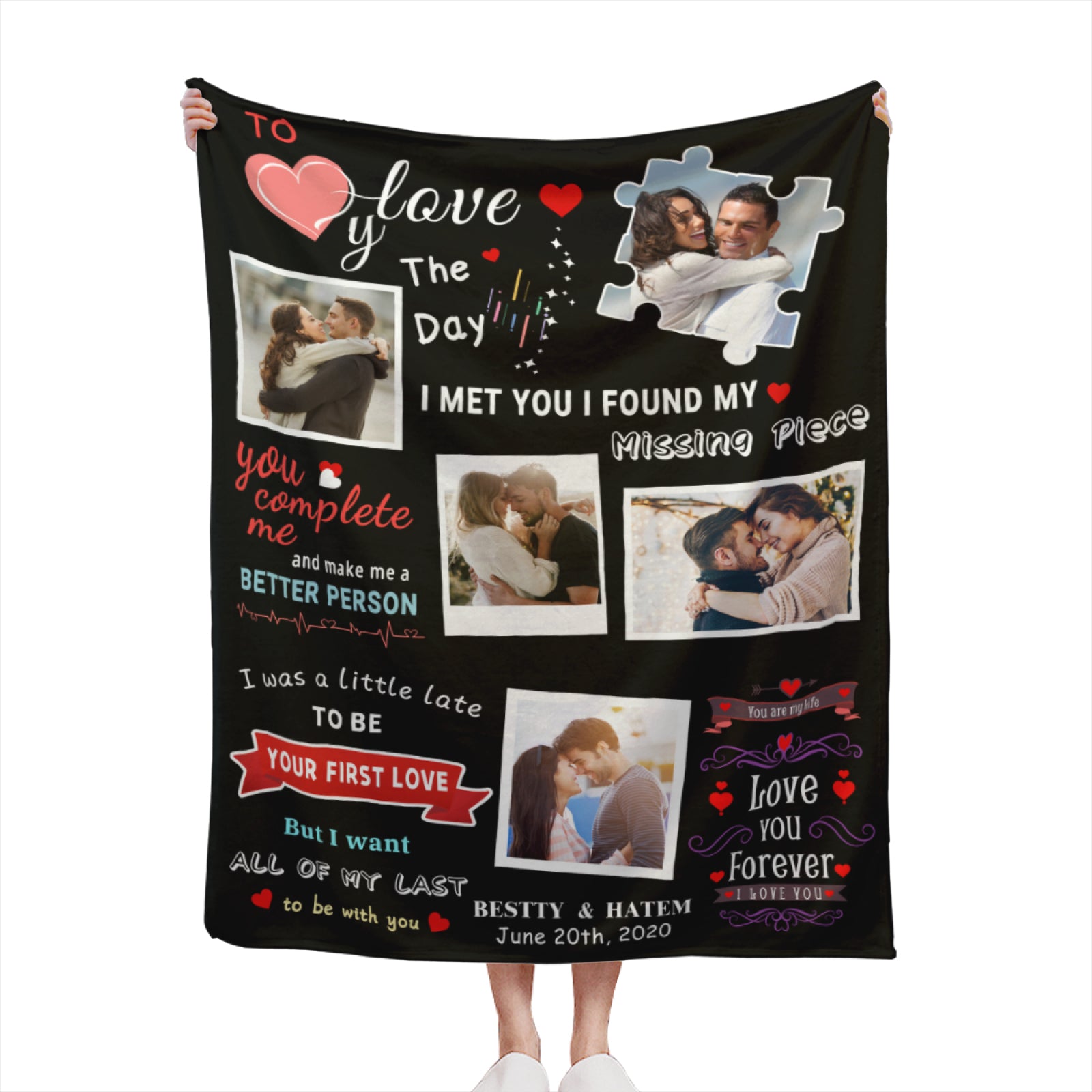 Custom Photo Blanket for Couples, Personalized Fleece Throw Blankets, Flannel Picture Blanket, Gifts for Husband/Wife/Girlfriend/Boyfriend, Birthday Valentines