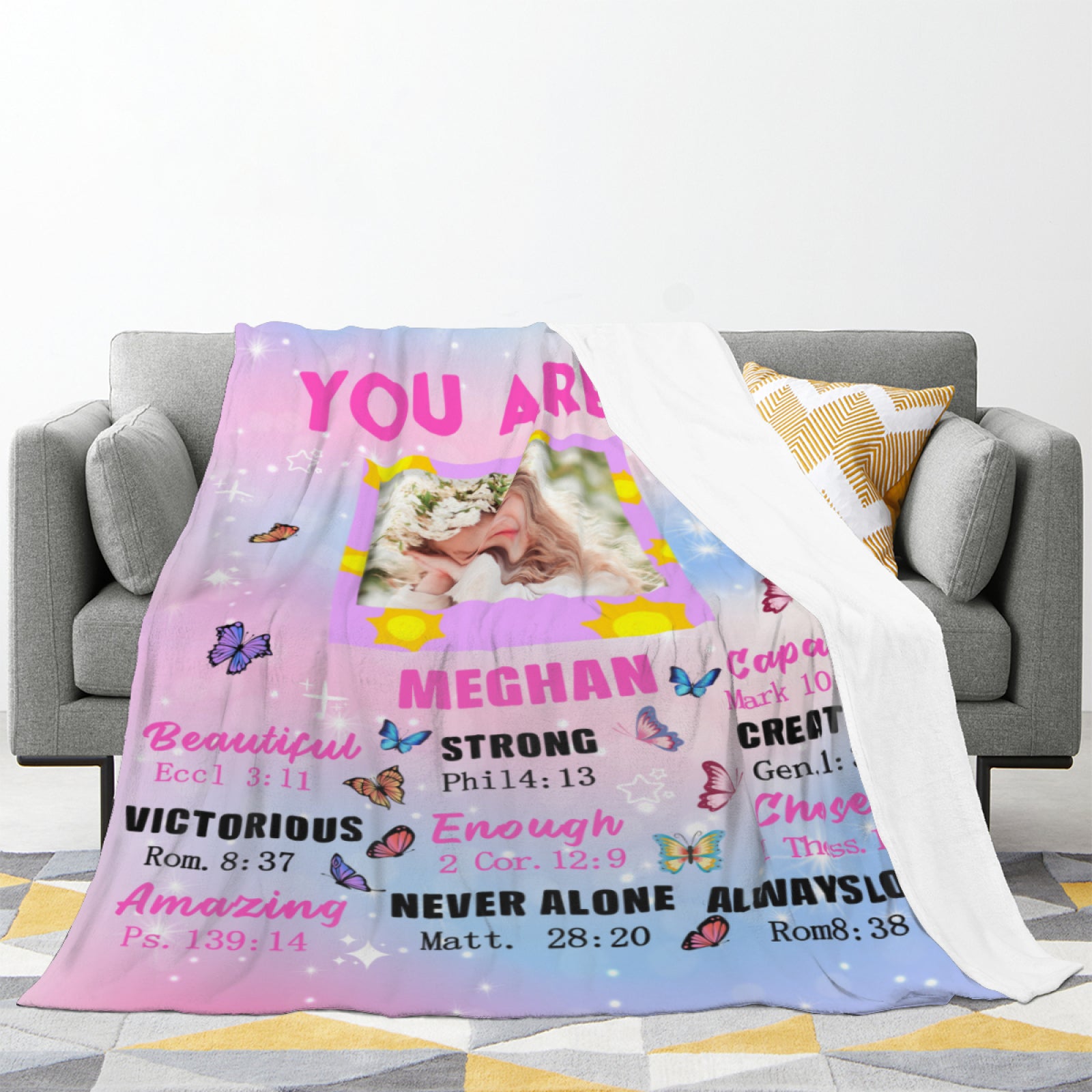 Personalized Blanket with Name and Photo for Kids, Customized Toddler Blanket Personalized Blankets Gifts for Daycare Preschool Kindergarten