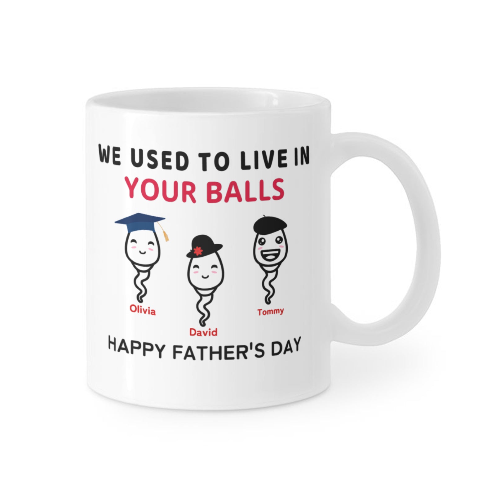 Custom Funny Father Day Gift, Personalized Fathers Day Mug, Fathers Day Gifts From Kids, Gifts For Dad, Dad Mug, We Used To Live In Your Balls Mug, Dad Birthday - colorfulcustom