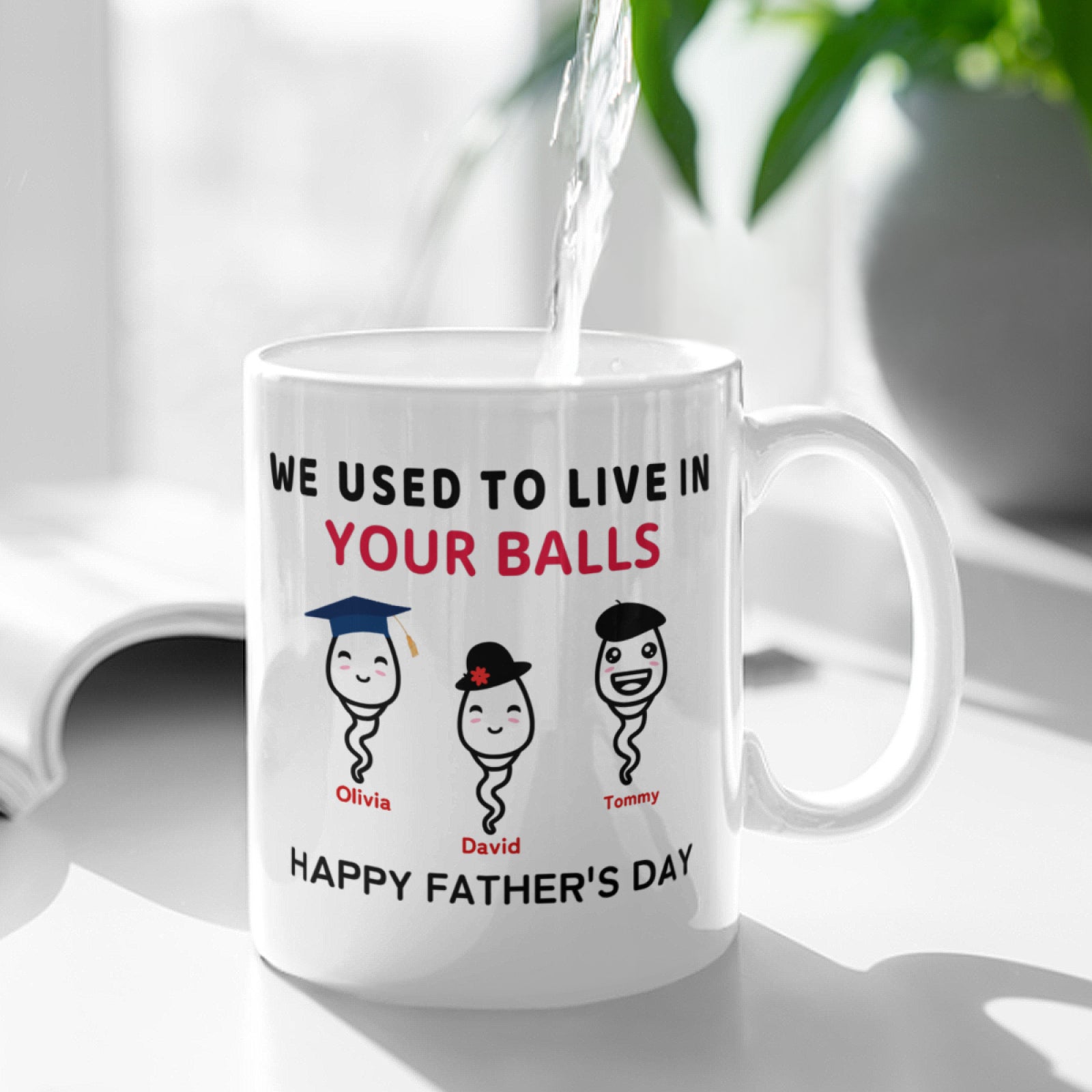 Custom Funny Father Day Gift, Personalized Fathers Day Mug, Fathers Day Gifts From Kids, Gifts For Dad, Dad Mug, We Used To Live In Your Balls Mug, Dad Birthday - colorfulcustom