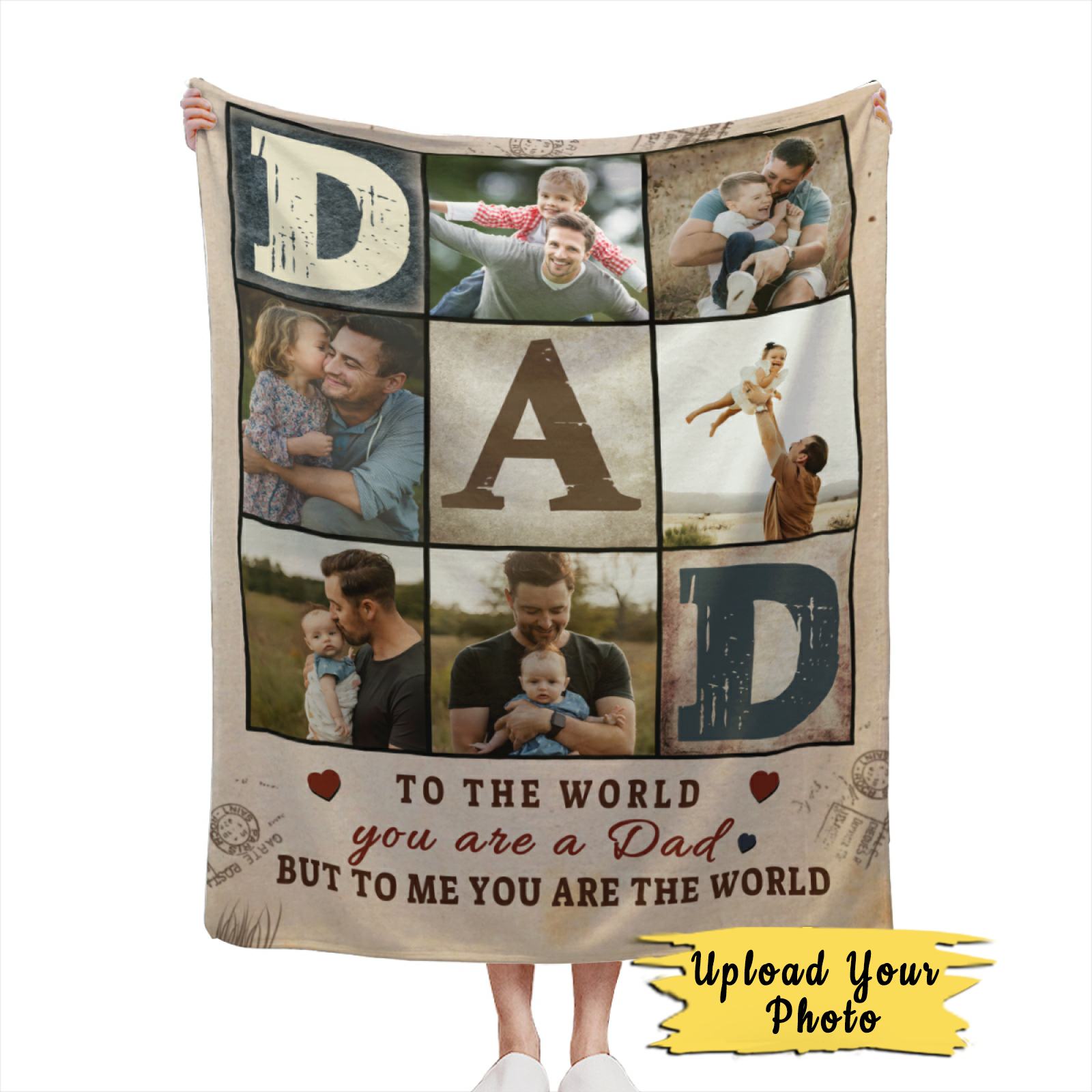 Gifts for Dad Custom Blankets with Photos Personalized Photo Blankets with Picture for Dad from Daughter Son, Unique Birthday Gift for Best Dad, Father, Daddy, Husband, Men