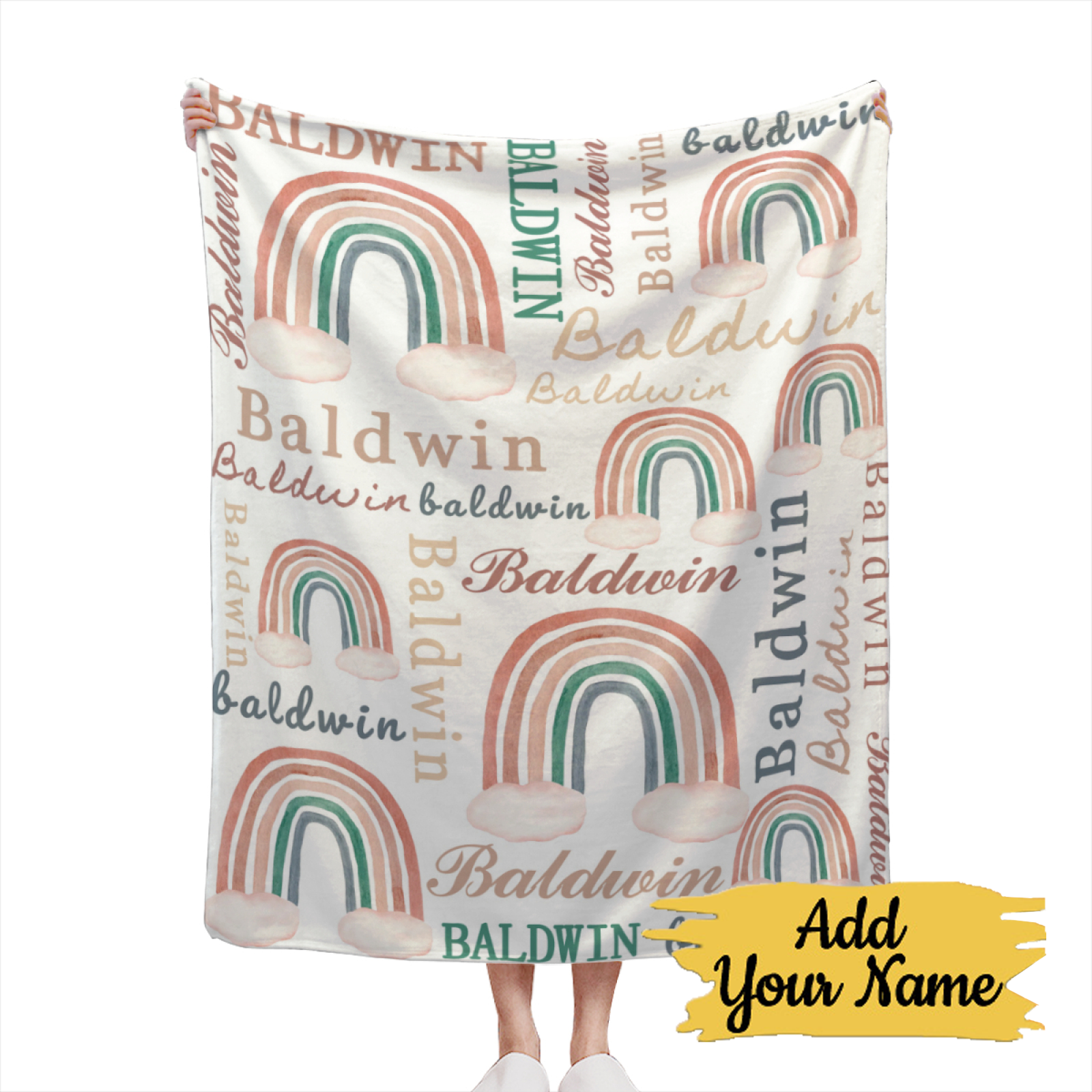 Custom Name Blanket, Rainbow Blanket with Name, Personalized Baby Blanket, Gifts For Baby Shower, Birthday, Chirstmas