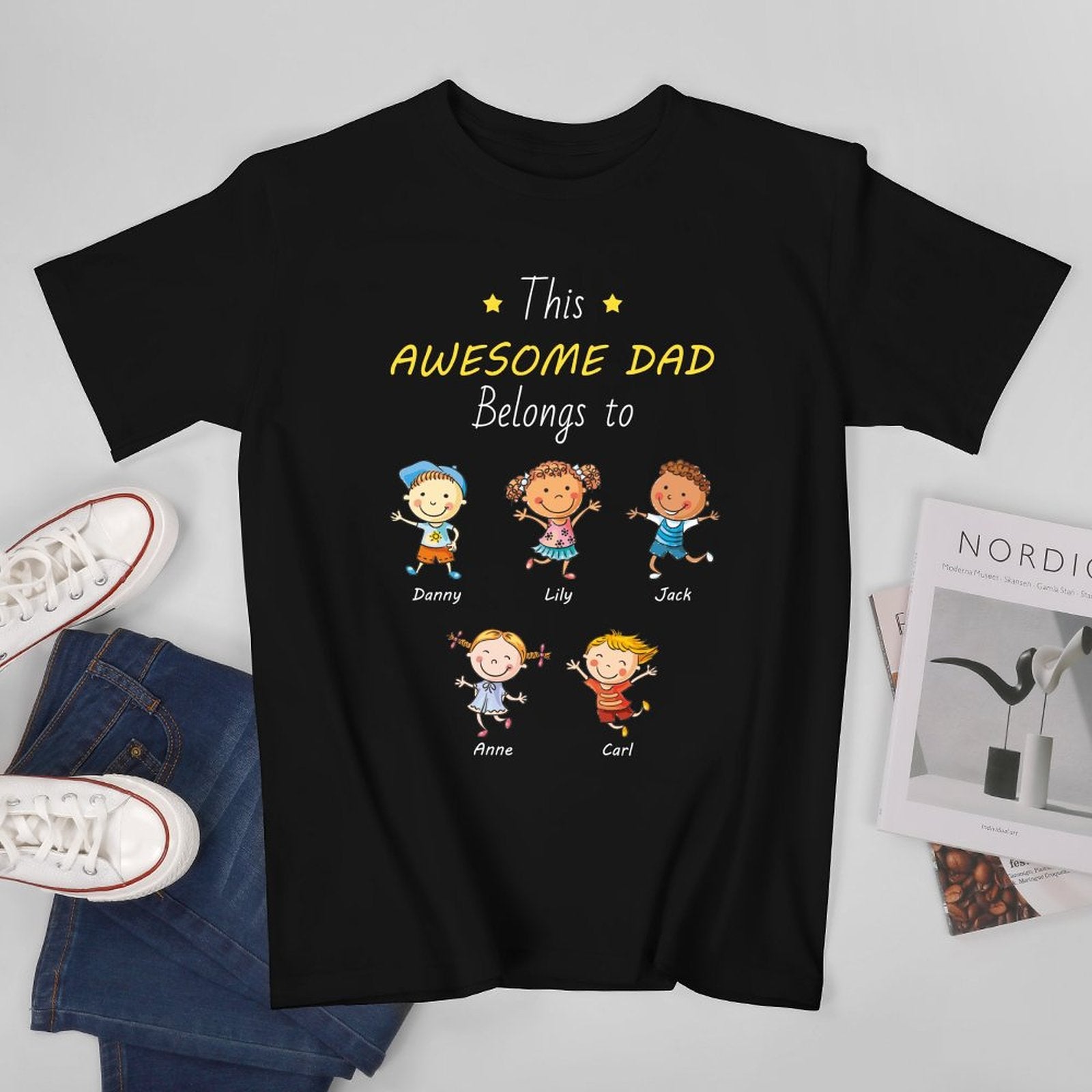 This Dad Belongs to Us, Personalized Custom T-Shirt For Men - Gift For Dad, Father's Day Gift - colorfulcustom