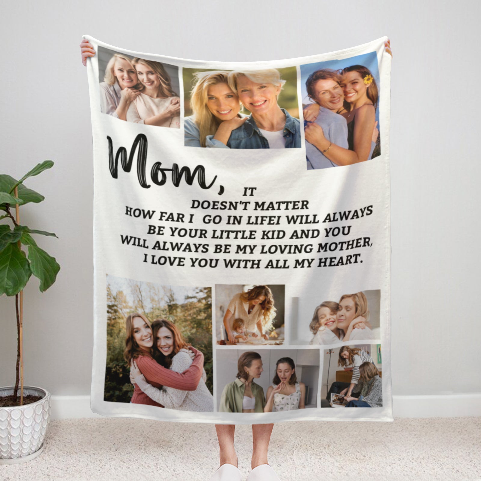 Personalized "mom" blanket with photo - perfect gift for any occasion to show your love with a cozy and stylish throw. - colorfulcustom