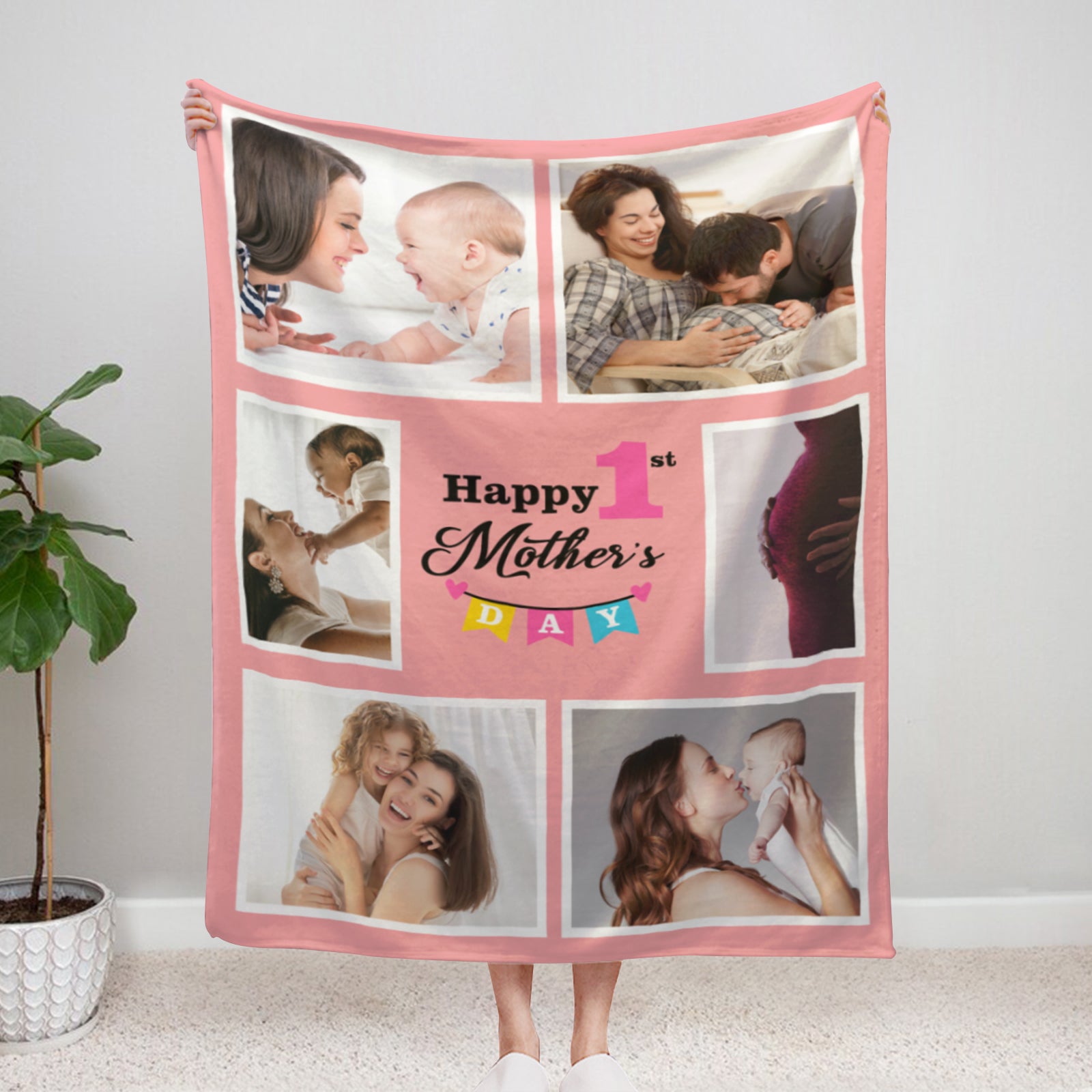 Personalized "Happy1'st mother's Day" blanket with photo-Custom - Mother's Day Gift For Mom - colorfulcustom