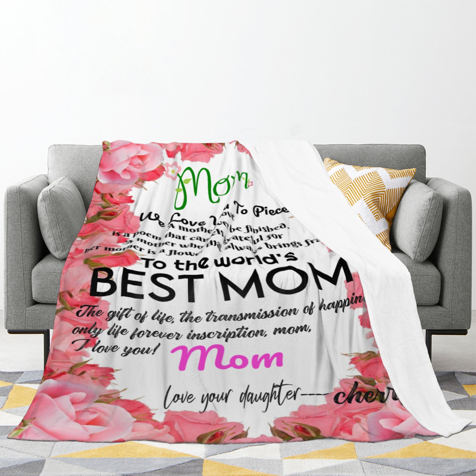 Signature can be printed - Family Blanket - Gift For Mother From Daughter - colorfulcustom