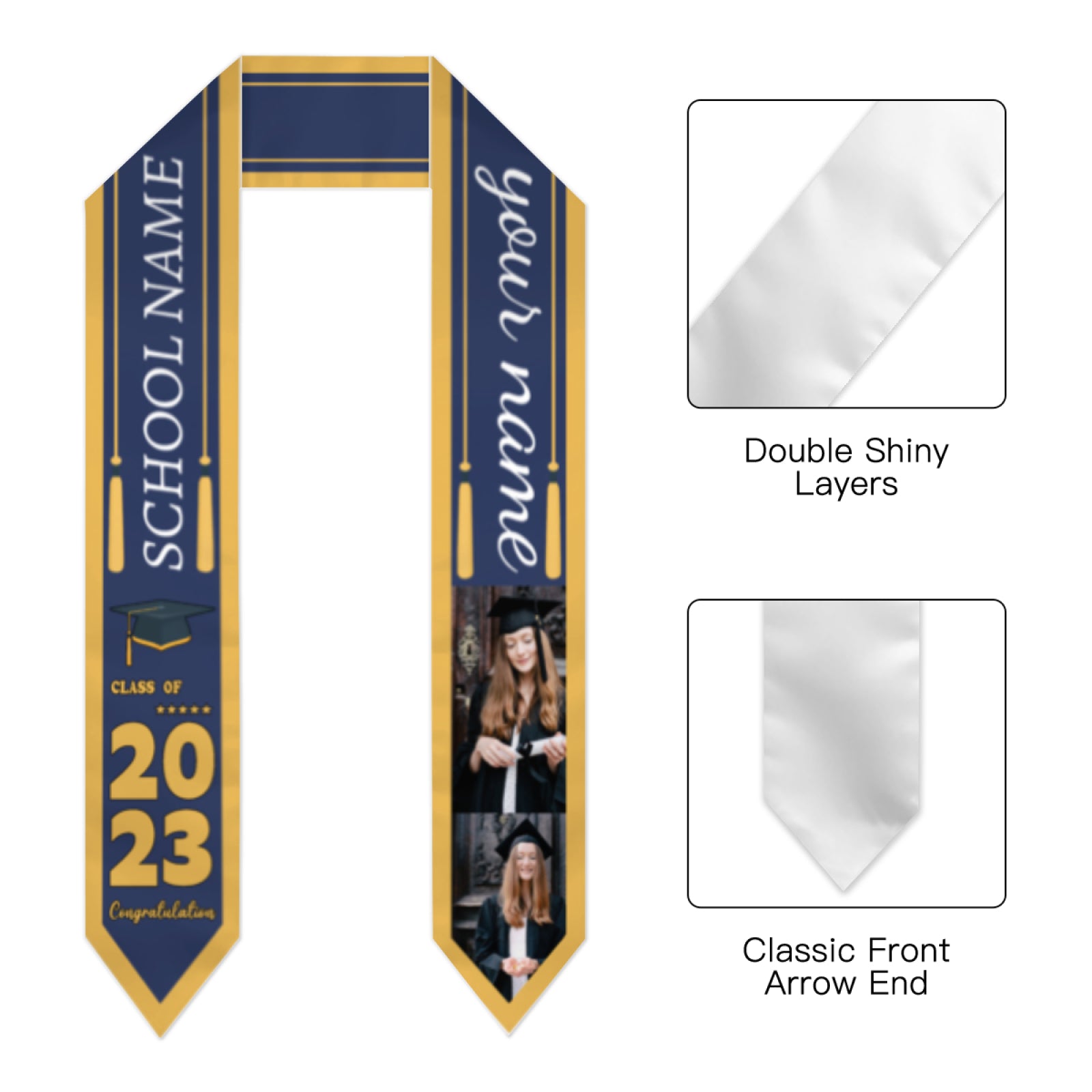 Personalized Graduation Stole - Stoles For Graduation 2023, 2023 Graduation Gifts - colorfulcustom