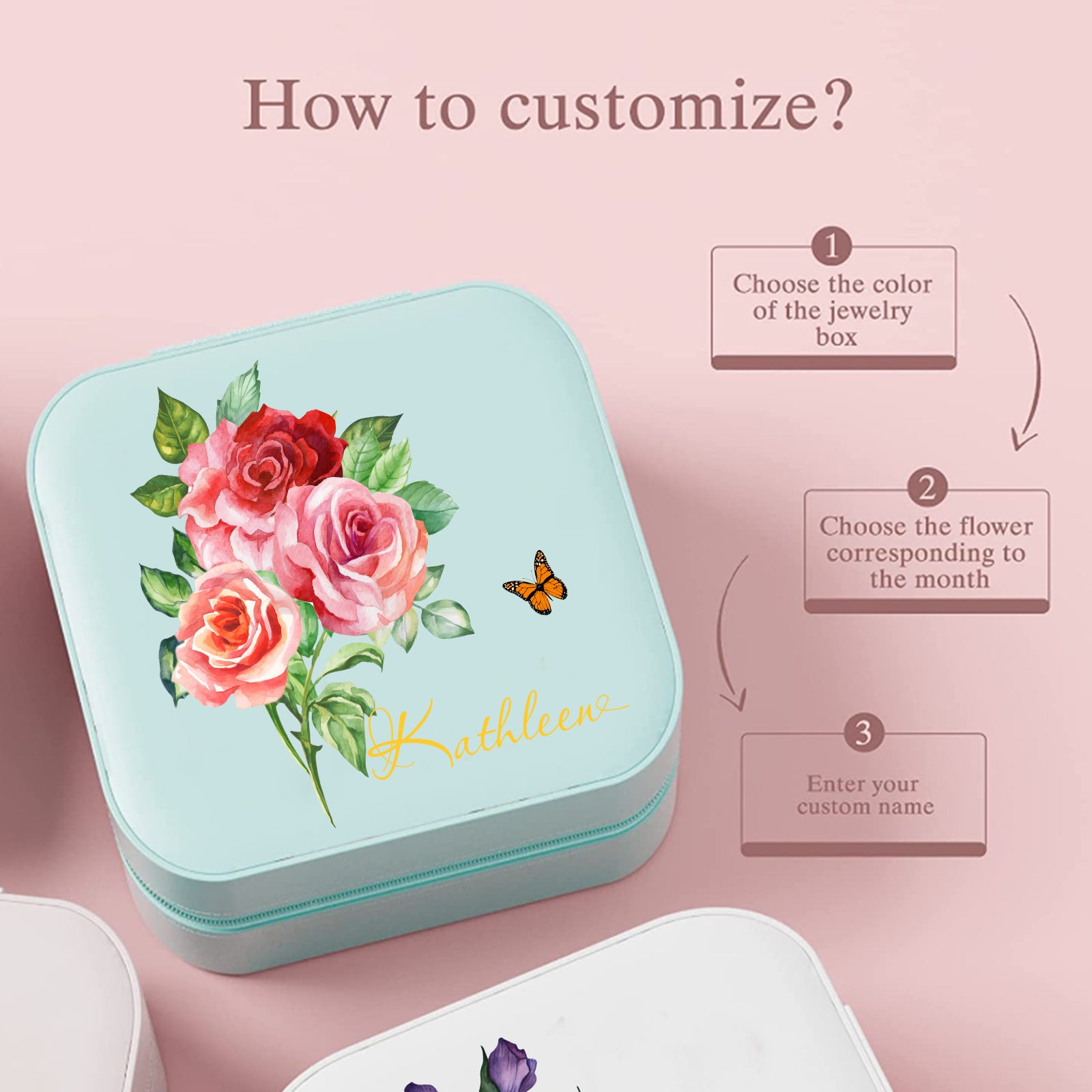 Personalized jewelry box with birth flower & name-Best Mother's Day Gifts- ideal for women’s gifts - colorfulcustom