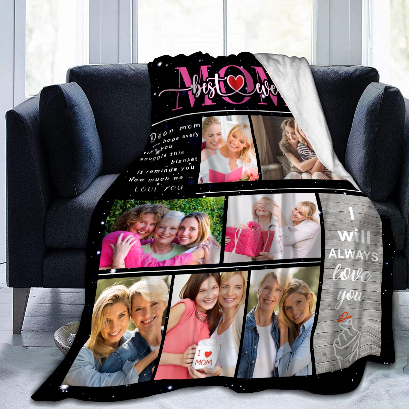 "MOM" blanket with photo-Personalized Custom Blanket - Mother's Day Gift For Mom - colorfulcustom