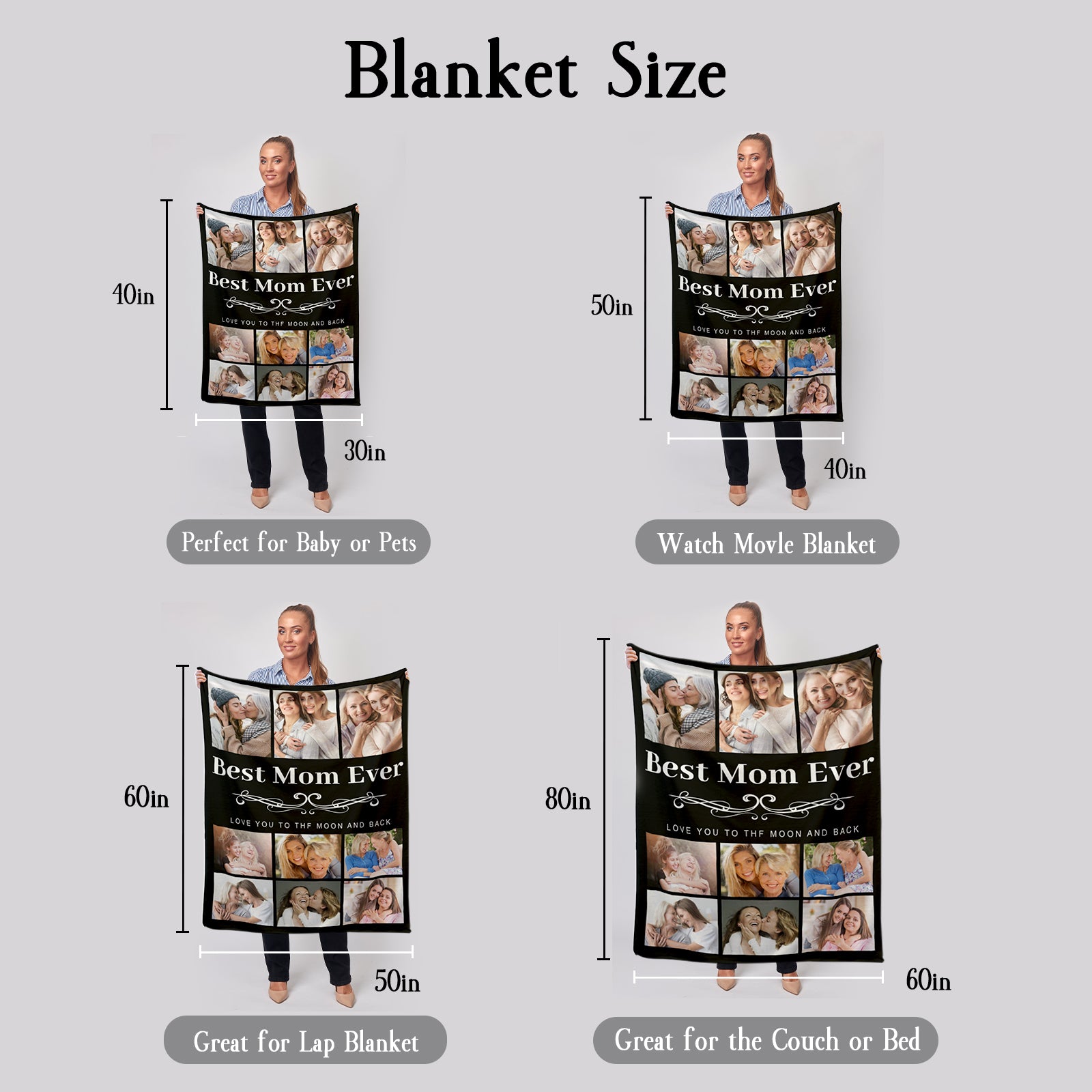 "Best Mom Ever" Personalized Photo Blanket. Perfect Gift for Mom - colorfulcustom