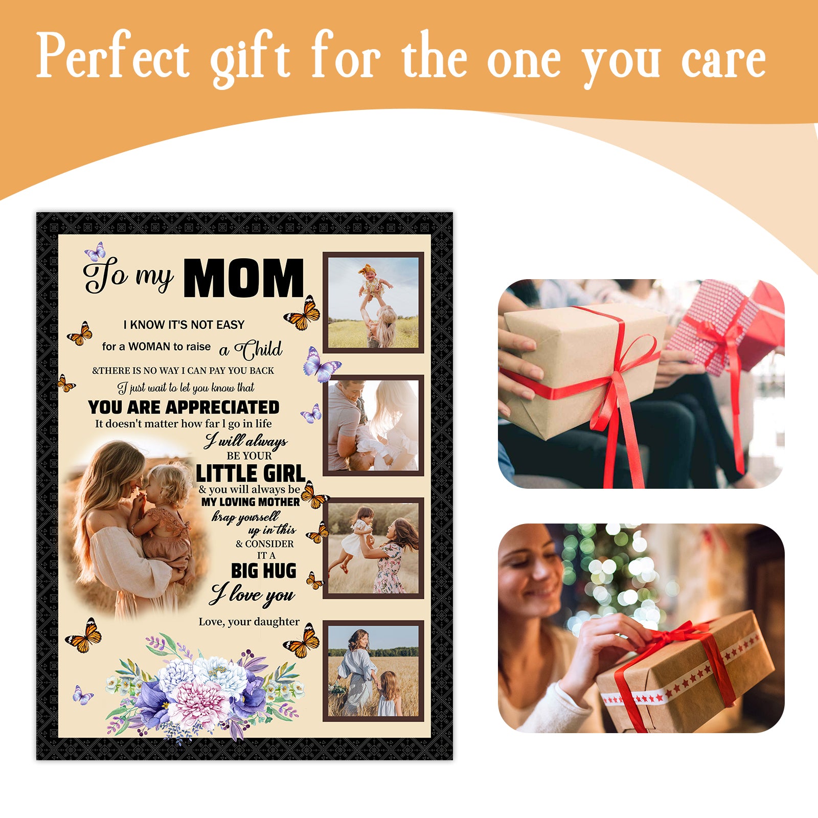 Personalized "For My MOM" blanket with photo - perfect Mother's Day gift to show love and appreciation. - colorfulcustom