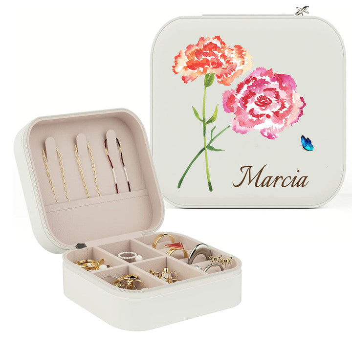 Personalized jewelry box with birth flower & name-Best Mother's Day Gifts- ideal for women’s gifts - colorfulcustom
